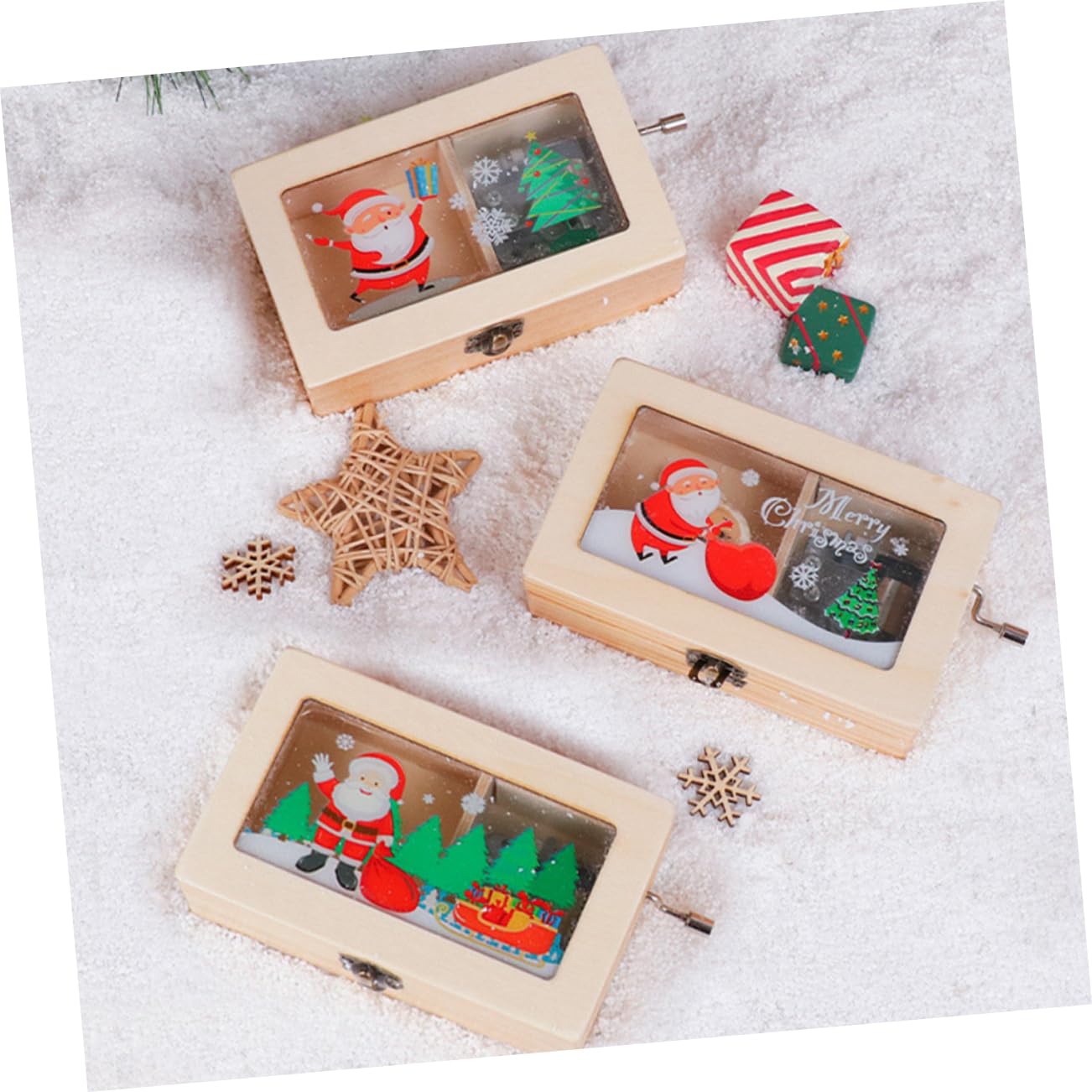 Zerodeko Caja De 3 Piezas Caja de Musica Caja de Musica Decoraciones de Fiesta de música Cajas con Tapas Christmas Decorations Adornos navideños decoración navideña de Escritorio Madera
