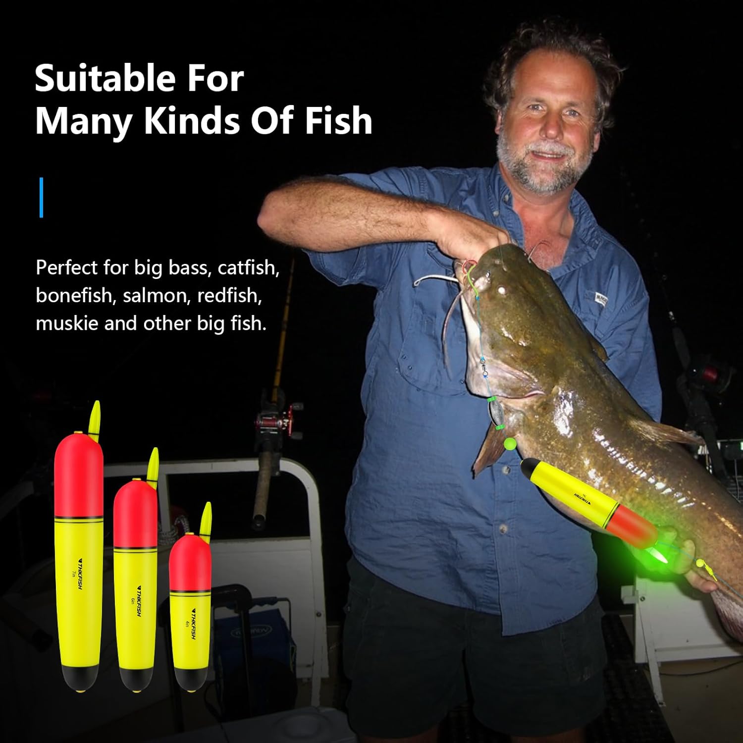 THKFISH Fishing Slip Bobbers, EVA Foam Bobbers Night Fishing Slip Bobbers Slip Corks for Fishing Catfish Bobbers Assortment Freshwater,4in 6in 7in