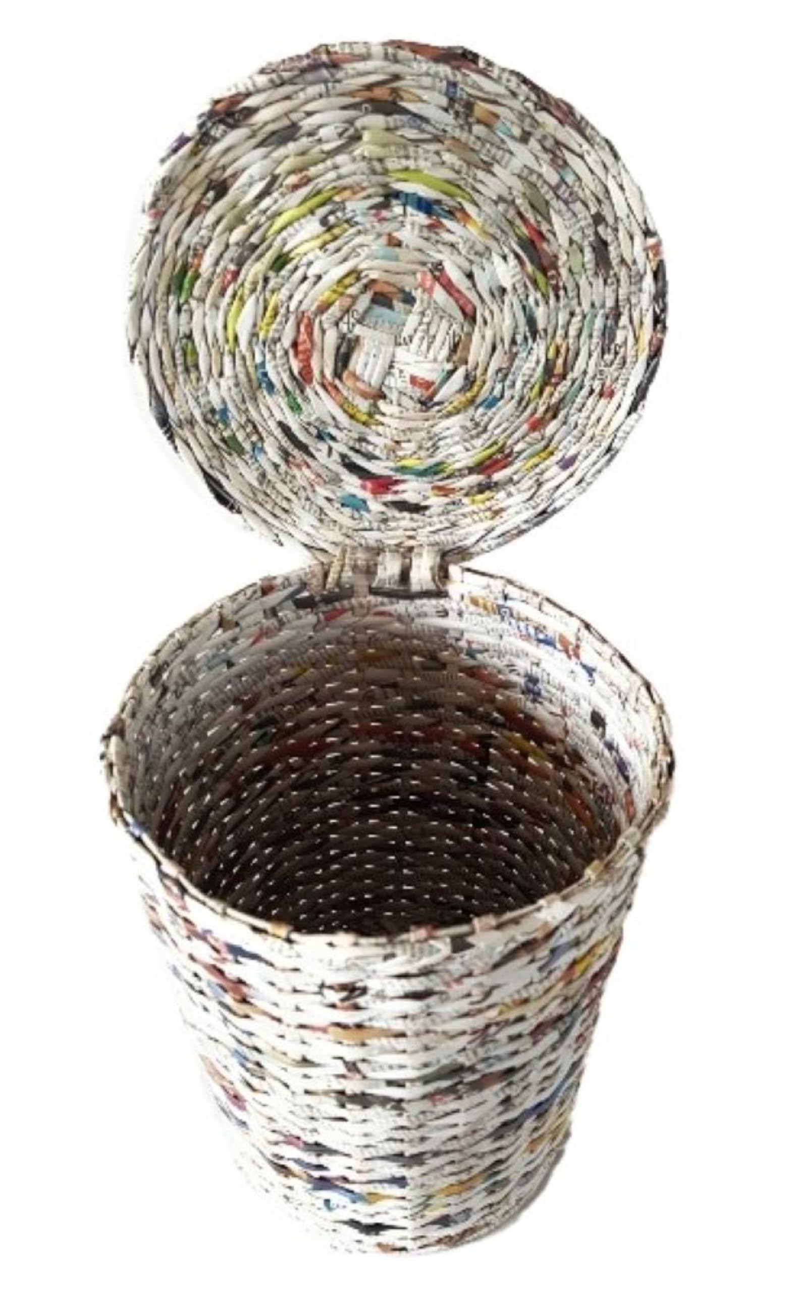Paperus Small Size 8 Inch TALL, 5 Liter, Color Natural, Waste Basket with Cover, Dustbin with Fixed Lid, Trashcan, Storage Basket, Eco-friendly, Handmade, of Paper Ropes-image-17
