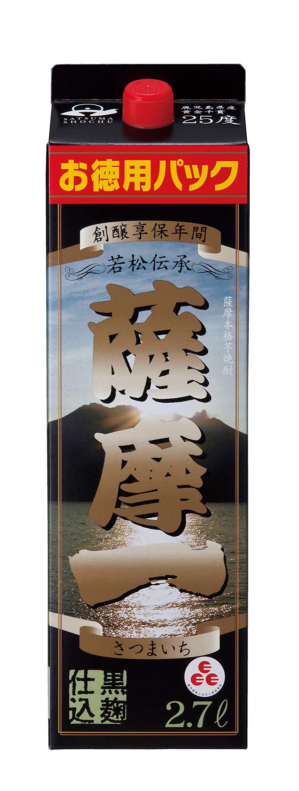 Amazon.co.jp: 若松酒造 薩摩一 芋 25度 [ 焼酎 鹿児島県 2700ml×4本
