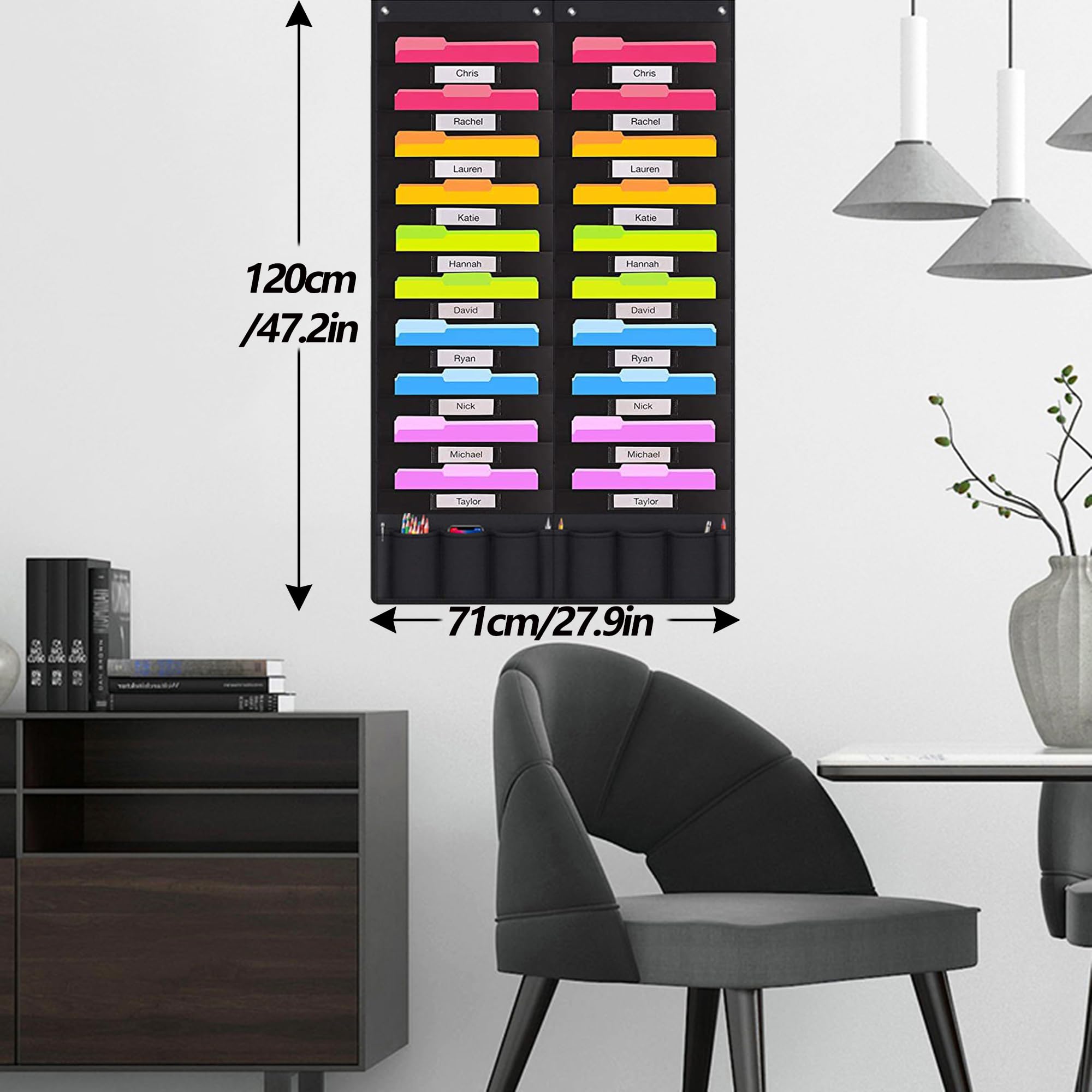 Organiseur Mural à Poches – 20 Compartiments En Tissu Oxford, 71x119 Cm, Pour Documents, Factures, école, Bureau, Porte