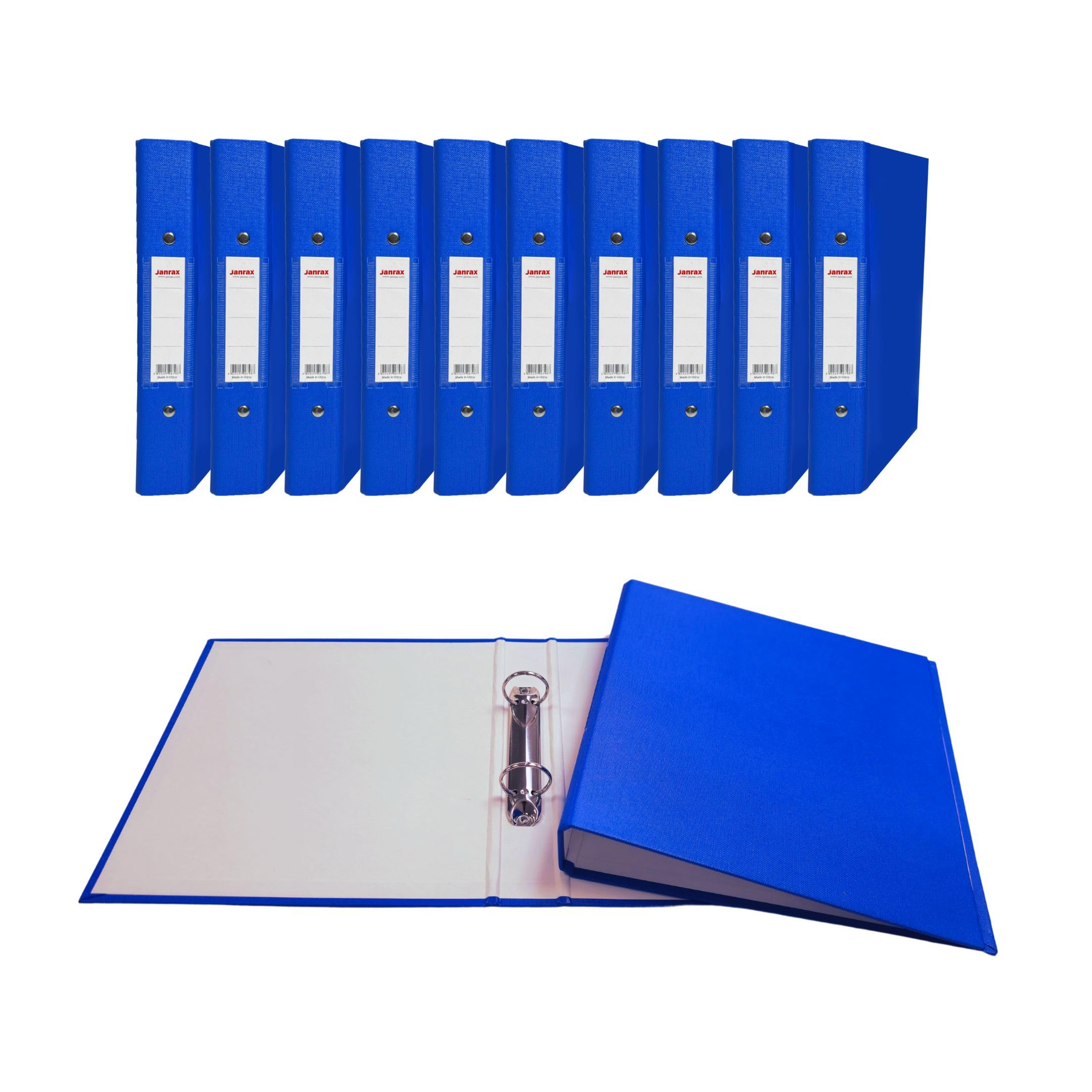 Pack of 5 A5 Small Blue Paper Over Board Ring Binders by Janrax