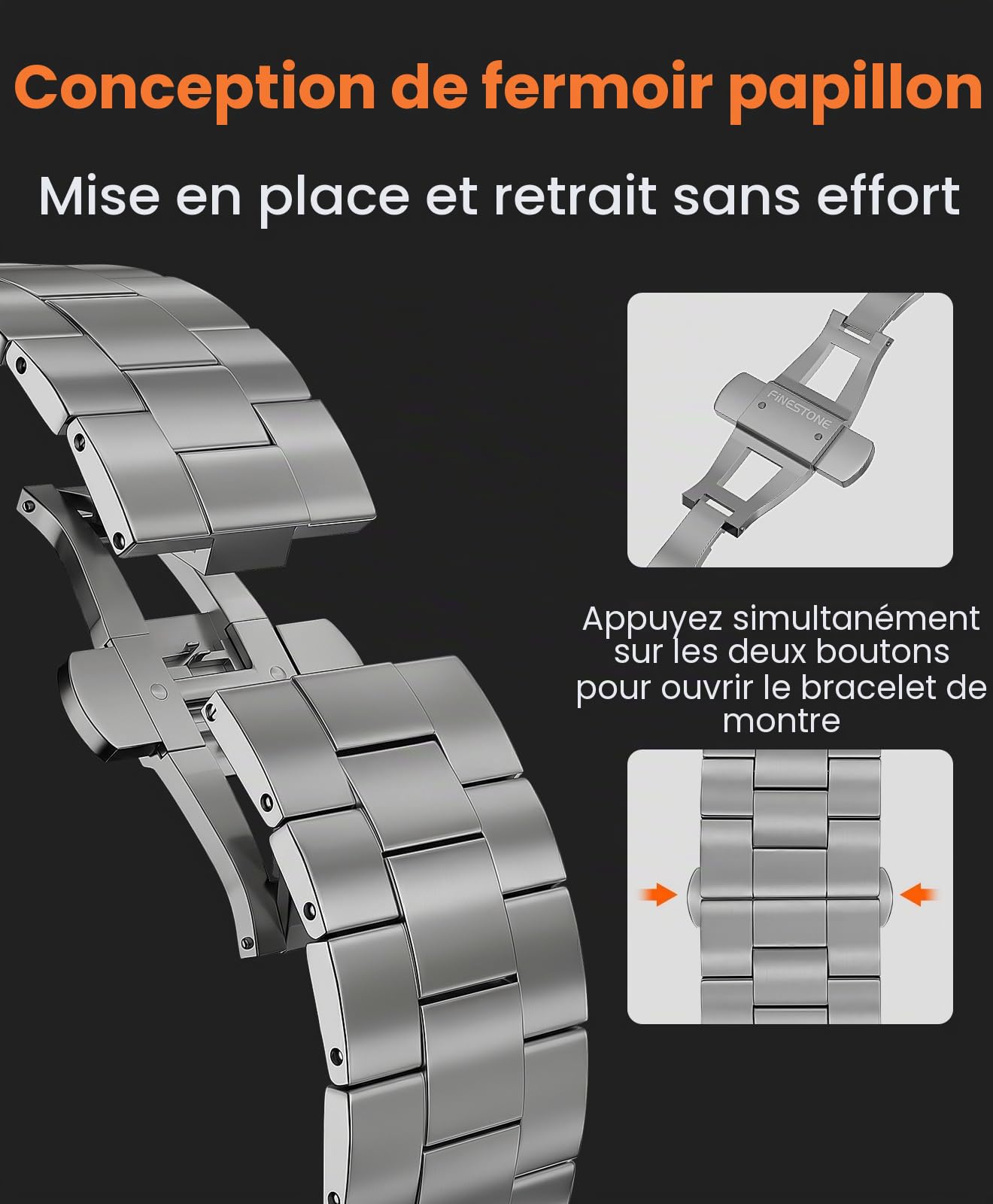 CRNS03 Bracelet en Titane pour Apple Watch Ultra 3/2/1 49mm & Series 11/10 46mm, Bracelet iWatch Ultra Ajustable avec Fermoir Papillon, bracelet de Montre Titane Homme Confortable