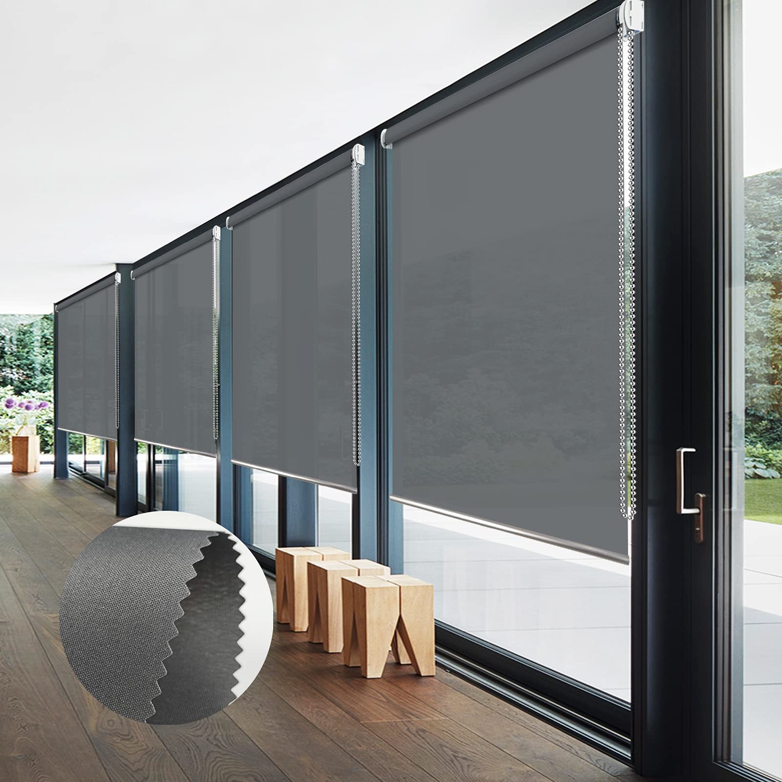 Amazon｜ロールスクリーン グレー 断熱 保温 100cm/90cm チェーン式ロールカーテン 簡単取付け  キチン、浴室、洗濯スペース、リビングルーム｜ロールスクリーン オンライン通販