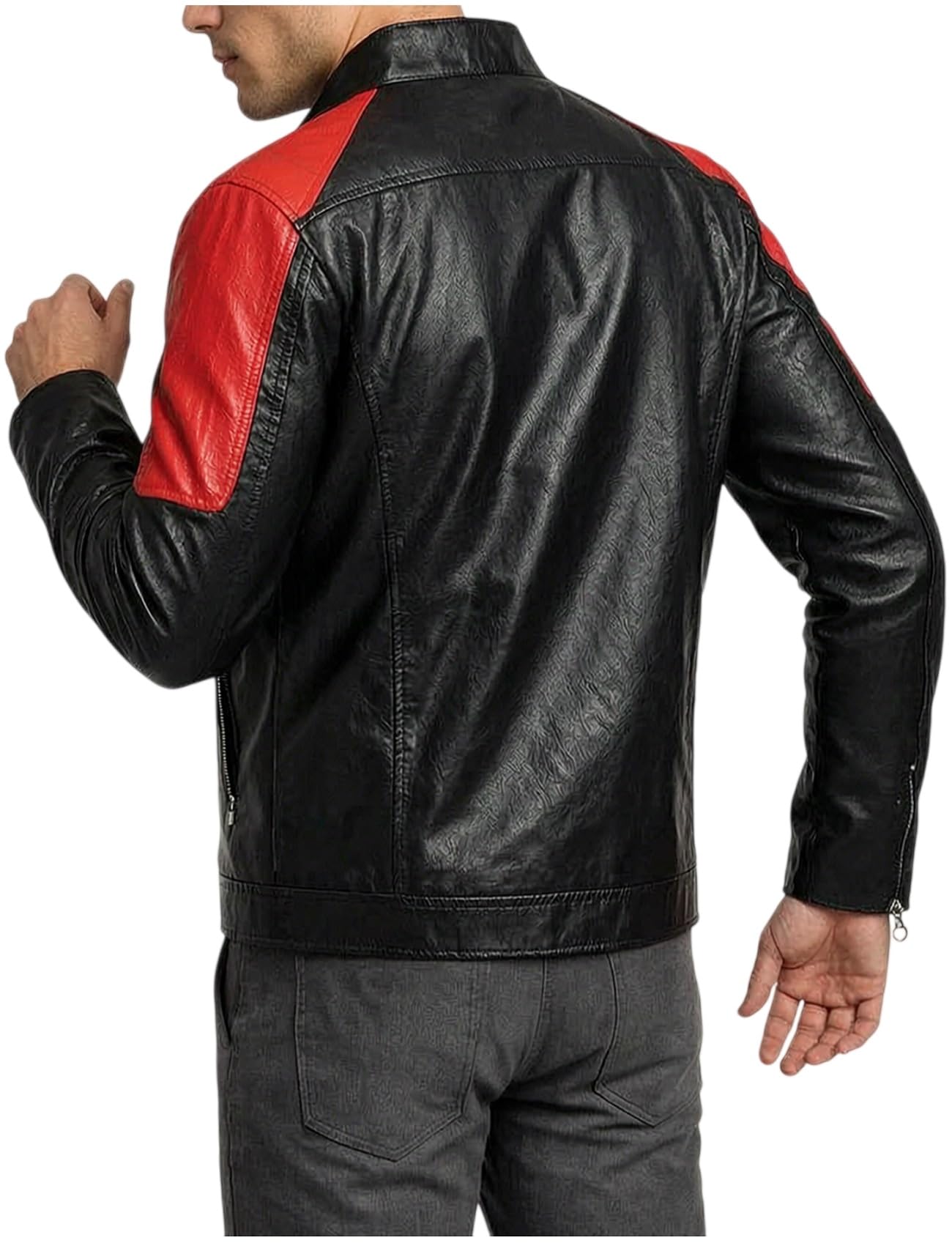 Chaqueta de motociclista de cuero retro de dos tonos para hombre, estilo clásico de moto, ligera, ropa de abrigo Cafe Racer