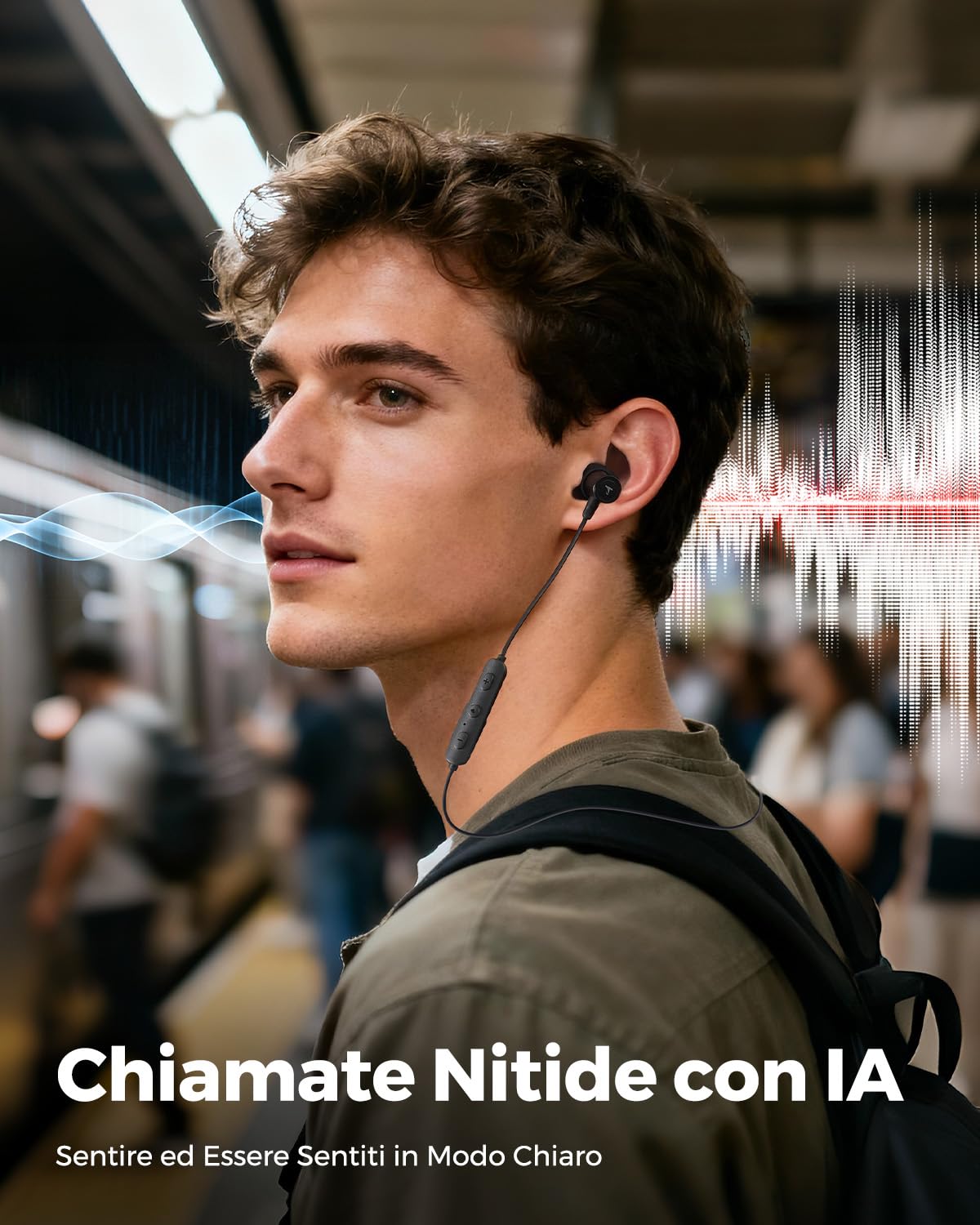 truefree HD-100 Cuffie Sportive a Collare, Auricolari Wireless con Driver Magnetico Duale da 11 mm, 20 Ore di Autonomia, IP67, Ricarica Rapida, Cancellazione Rumore AI, Bassa Latenza, EQ con App | Sport Archetto Magnetico Casco, IP67 Impermeabile, 20h Aut