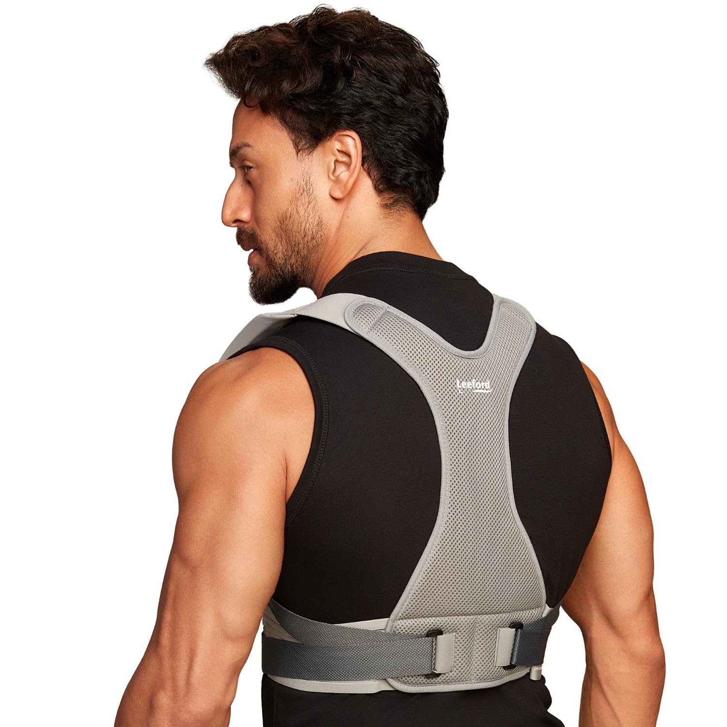 Leeford Ortho Neoprene Posture Corrector Belt for Men & Women, Back Pain Relief | Back Support Belt | Lightweight, Breathable Shoulder Support, Adjustable Size - Medium