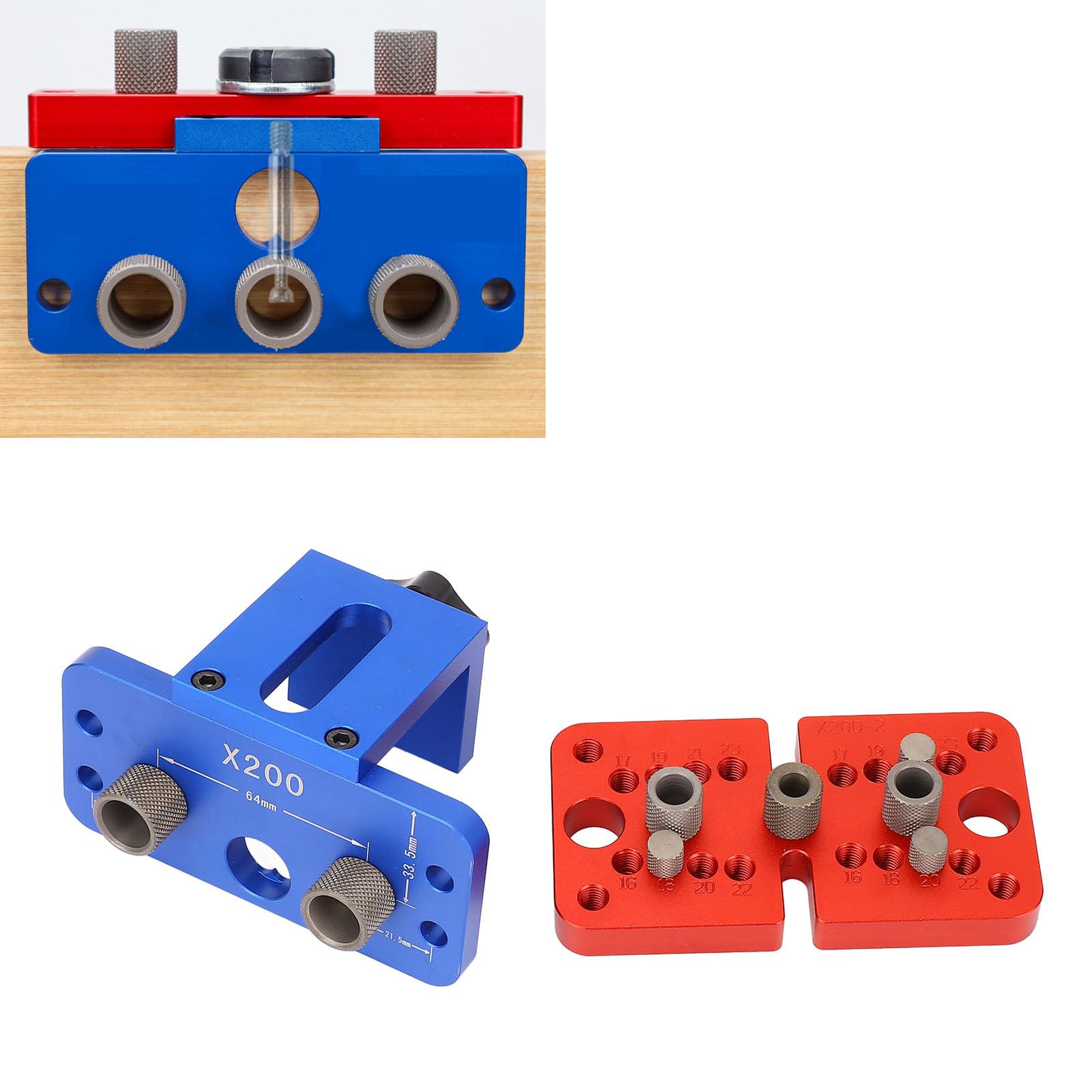 Herramienta Perforadora 3 en 1, Kit de Perforadora para Carpintería con Localizador de Plantilla de Clavija, Perforadora de Guía para Fabricación de Muebles para el Hogar, Juego