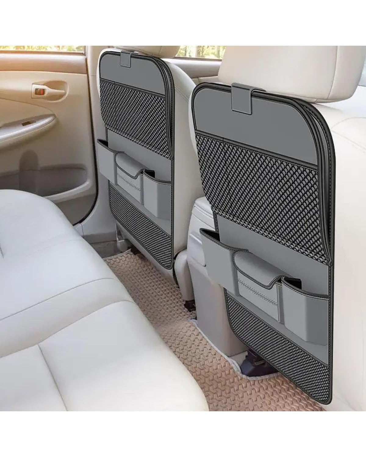 Organizzatore per sedili posteriori dell'auto, Car Organiser Car Rear Seat Organizer Car Seat Back Pocket With Foldable Table Tray Seat Back Truck And Middle Seat Bag(Grey)