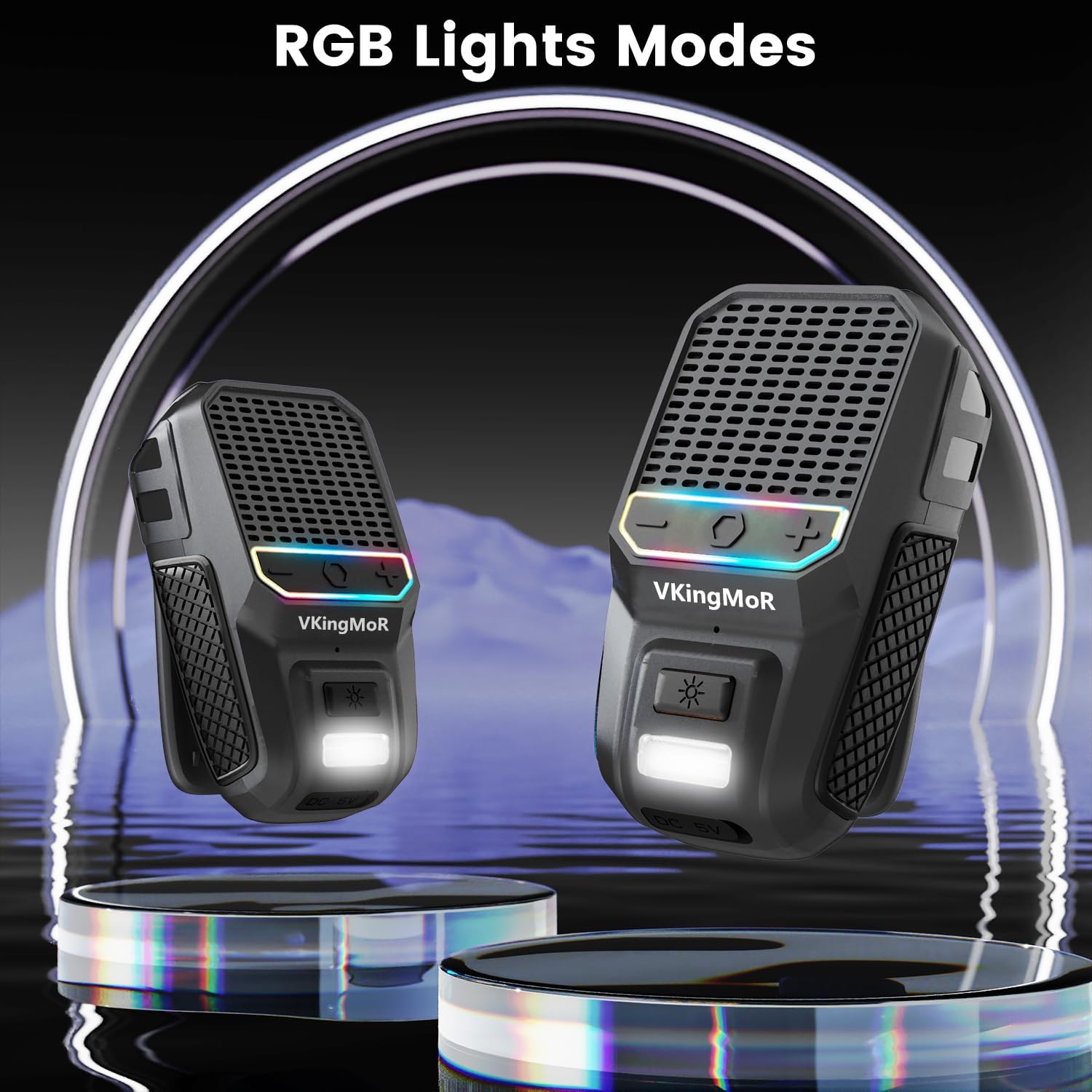 Wearable Bluetooth Speaker, Clip-On Portable Speaker with Built-in Mics Hands-Free Music and Calls for Hiking/Biking, Small Speakerr with LED Light, 15H Battery Life Speakerr(Black) - Image 6