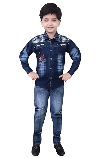 Arshia Fashions Boy's Shirt and Denim Set