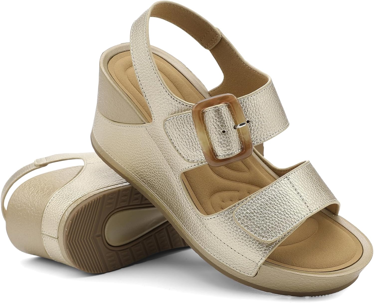 UBFEN Women Wedges Platform Sandals Comfortable Summer Chunky Heel Sandals for Dress