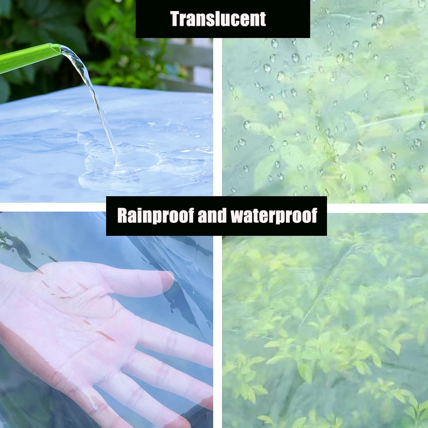 Clear Tarps with Grommets, Transparent Heavy Duty Tarp, Transparent PE Tarpaulin for Outdoor, Waterproof Anti-Tear Tarpaulin, for Greenhouse, Patio, Garden, Pavilion, Chicken