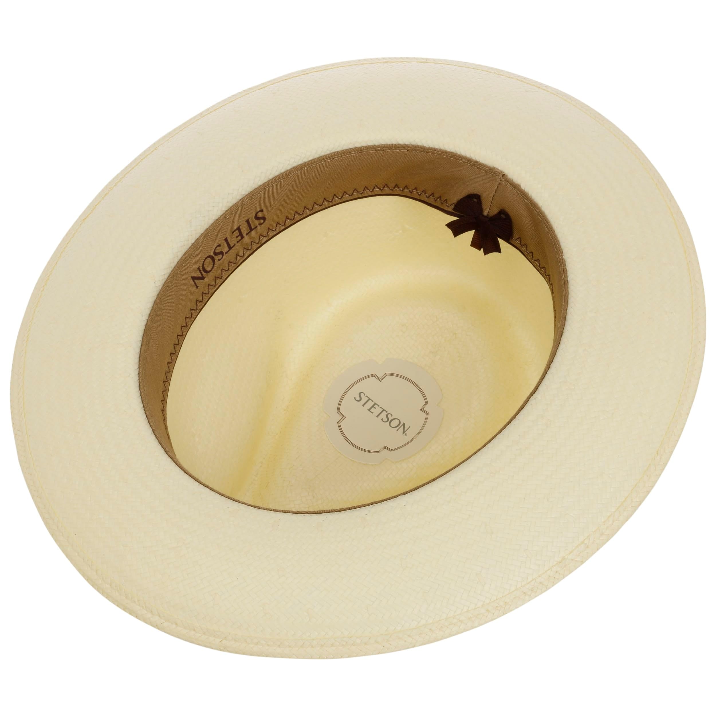 Stetson Fallkirk Fedora Toyo Strohhut Naturfarbener Hut mit braunem Ripsband Klassischer UV-Schutz 40 Unisex Frühjahr Sommer