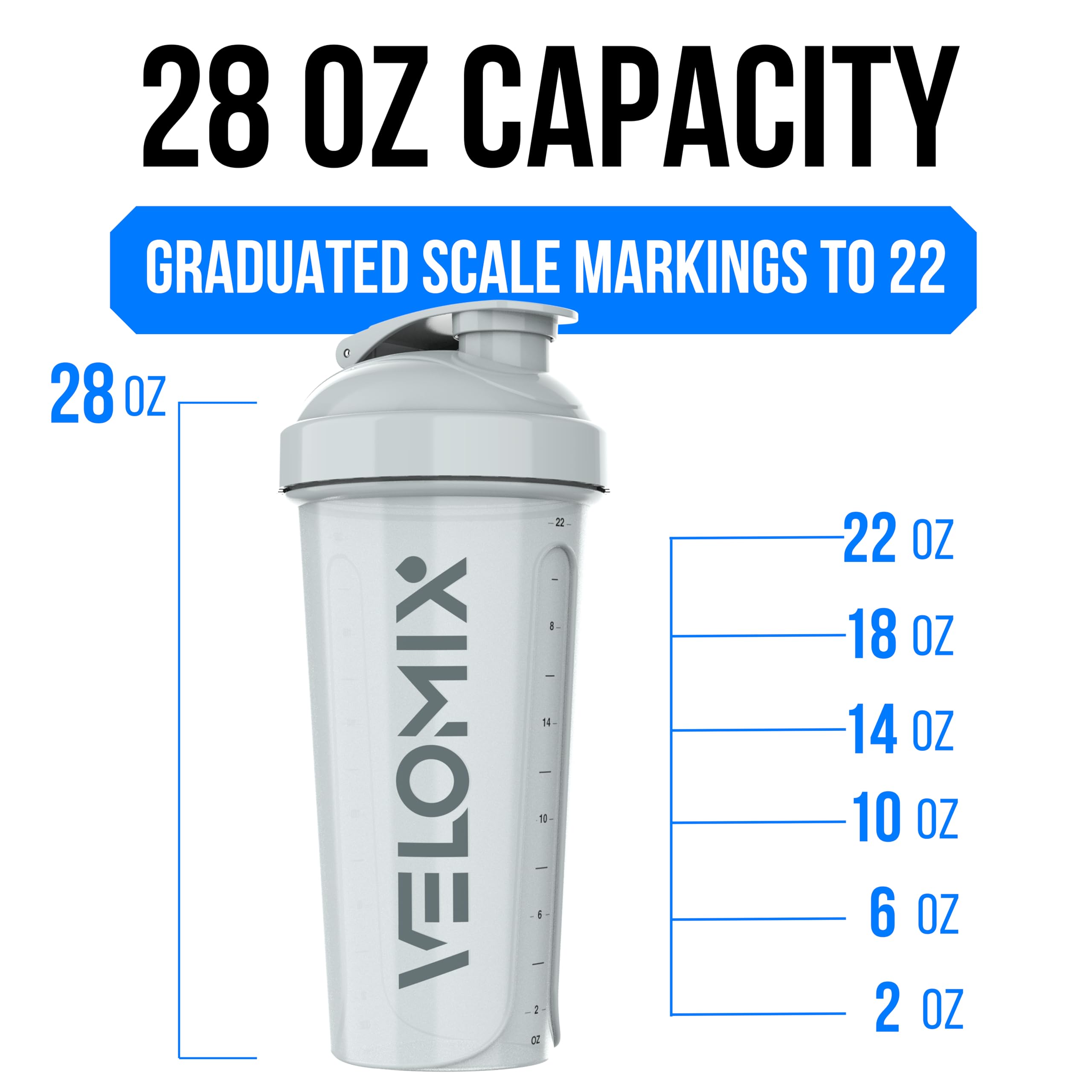 VELOMIX 4 Pack 28oz Protein Shaker Bottle for Protein Mixes, Silver Aurora — Amazon image 4