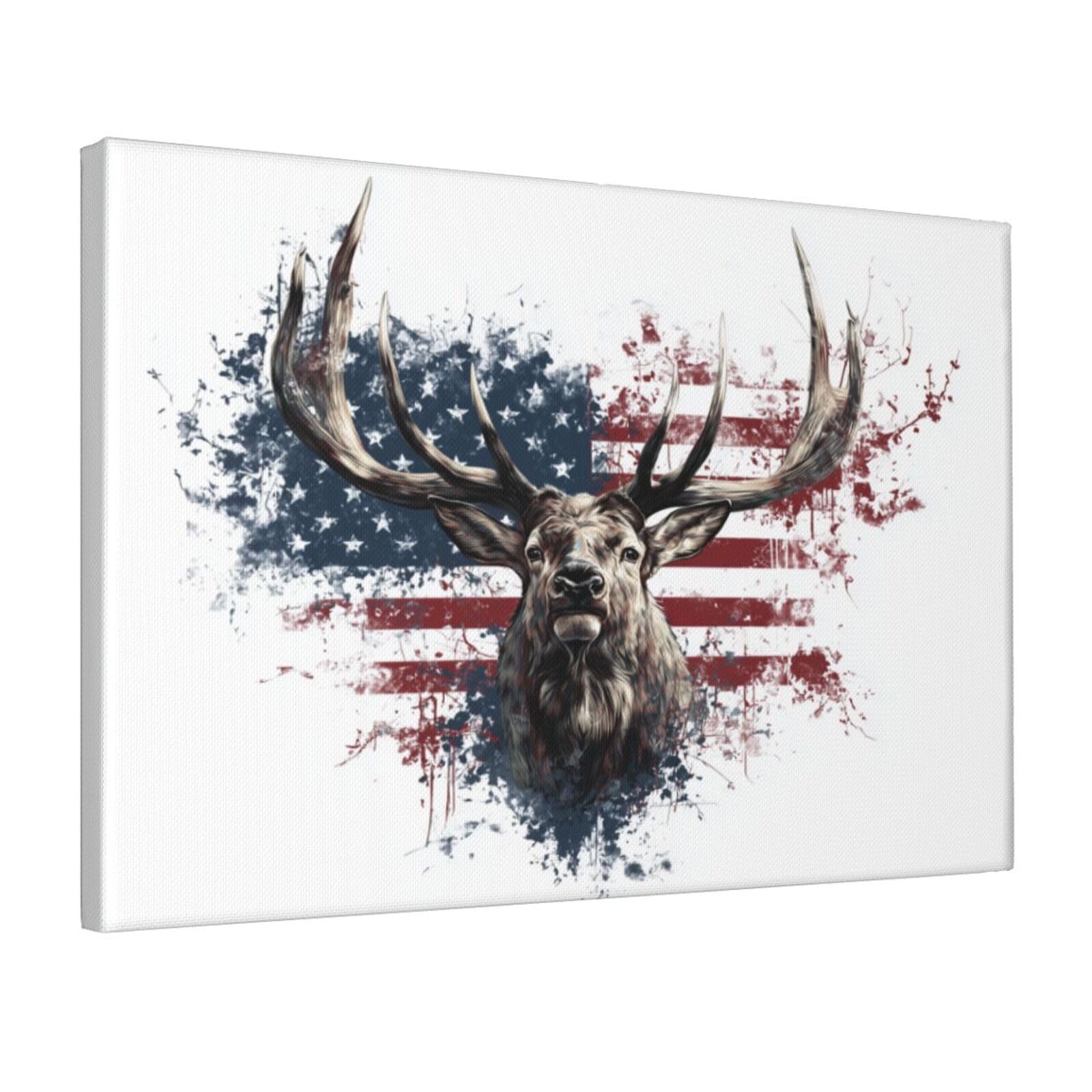 Lienzo decorativo de alce y bandera de EE. UU. Woshuwo enmarcado de 30x45 cm 8