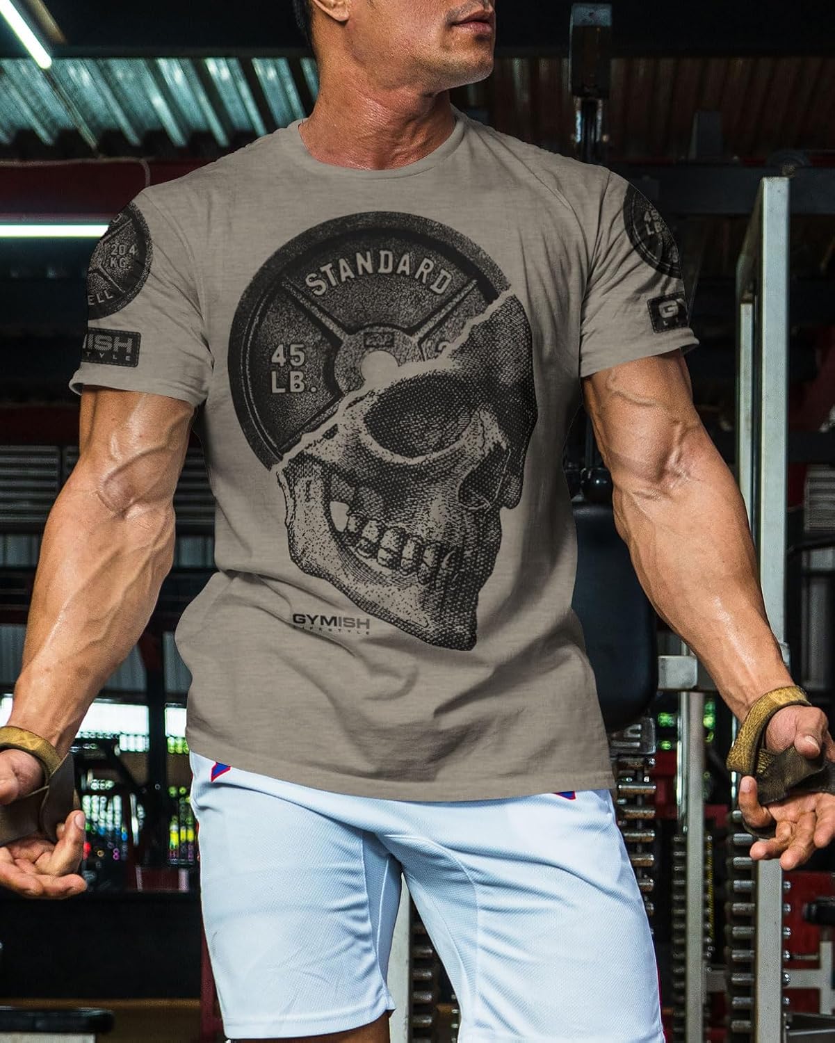 Gymish Lifestyle Skull Plate Gym Shirt, Work Out Deadlift Skull T-Shirt for Men - Image 3