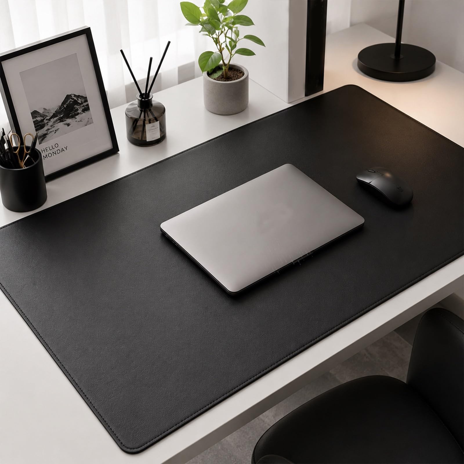 Grande Tappetino Mouse da Scrivania, Extended Mouse Pad Gaming | , Desk Mat Impermeabile con Superficie Liscia Antiscivolo per Computer Ufficio Casa, Tastiera e Mouse(Black,90x40cm)