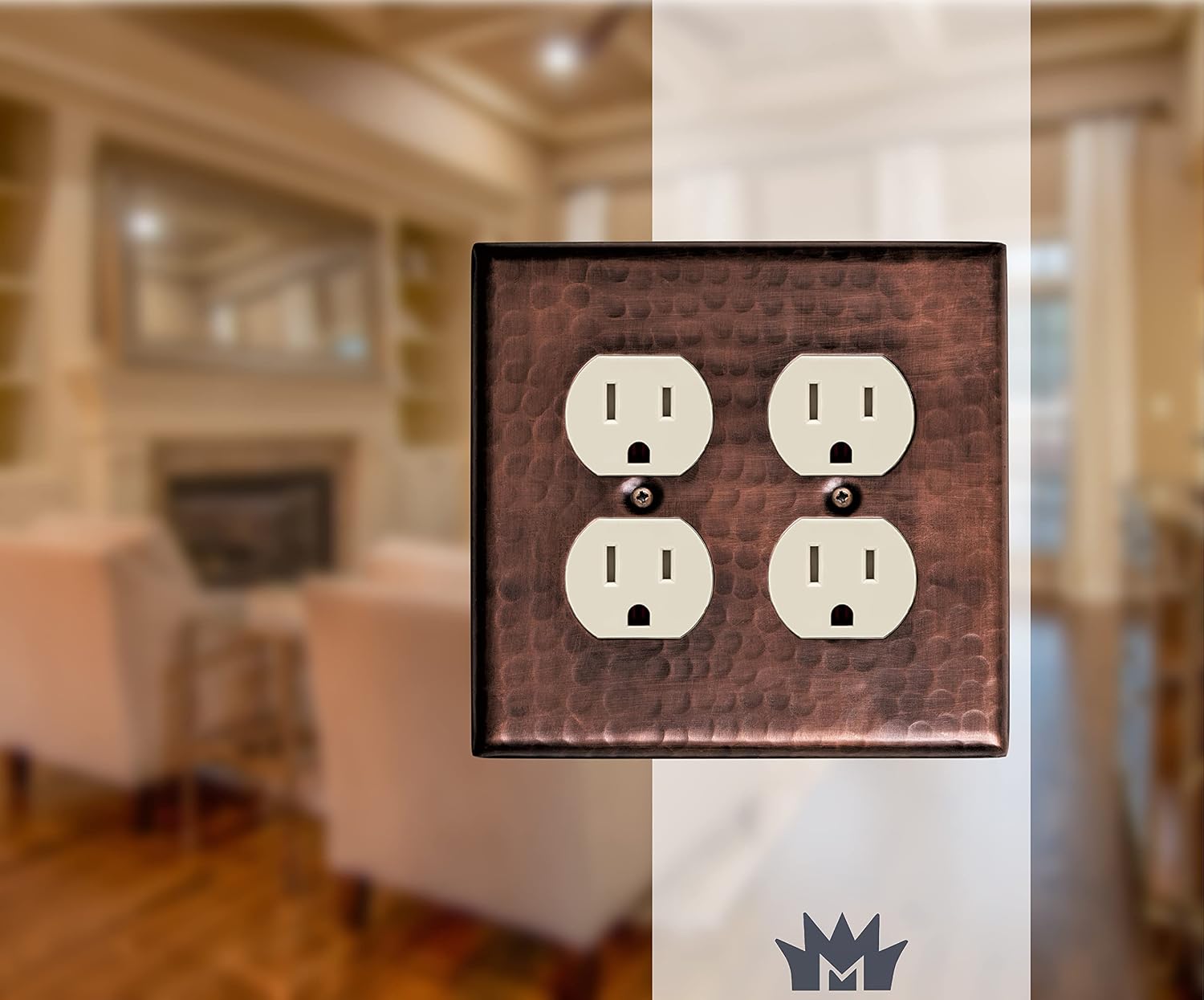 Monarch Pure Copper Hammered Double Duplex Wall Plate / Switch Plate