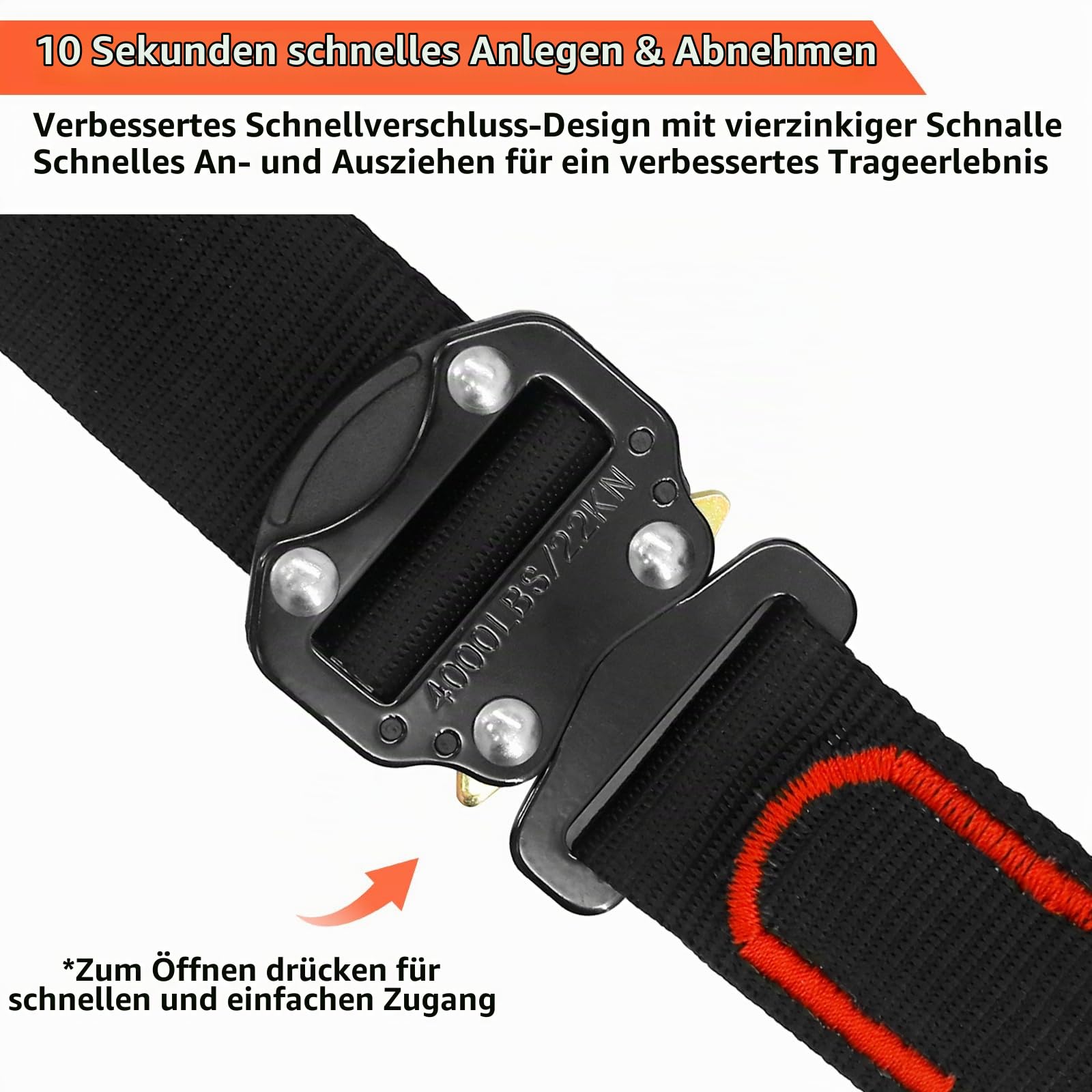 NewDoar Professioneller Absturzsicherungsgurt, ANSI/OSHA-konform, verstellbarer 5-Punkt-Ganzkörpergurt zum Dachdecken und Baumklettern mit Sicherheitsleine mit Doppelhaken aus Legierung