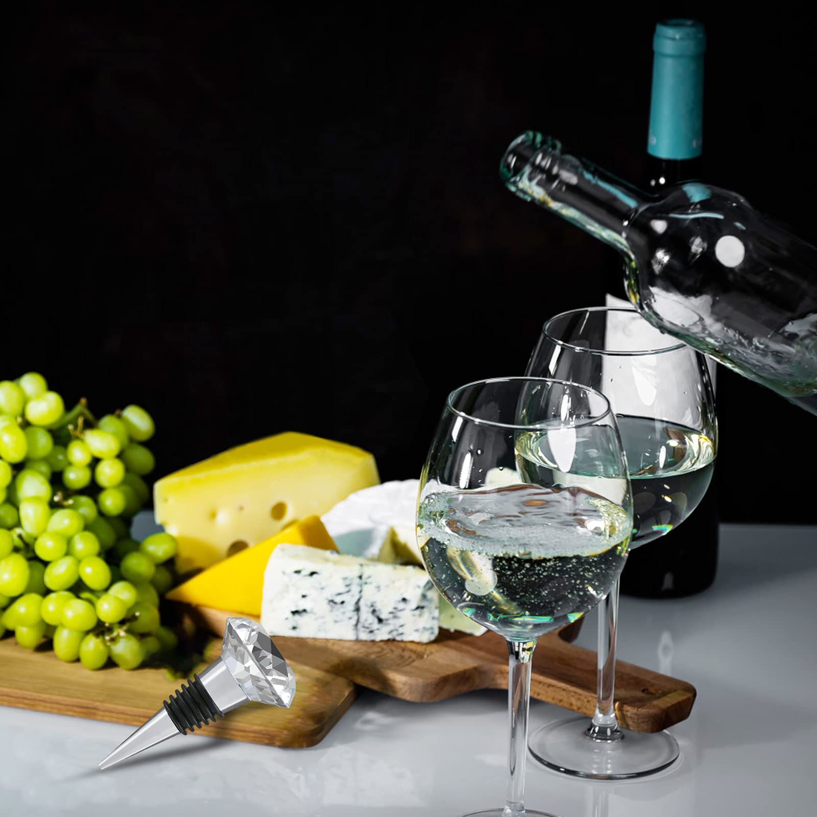 Set 2 Tappi Per Vino Con Cristallo Poligonale A Forma Di Scoiattolo – Chiusura Ermetica In Silicone E Acciaio, Oro E Rosa