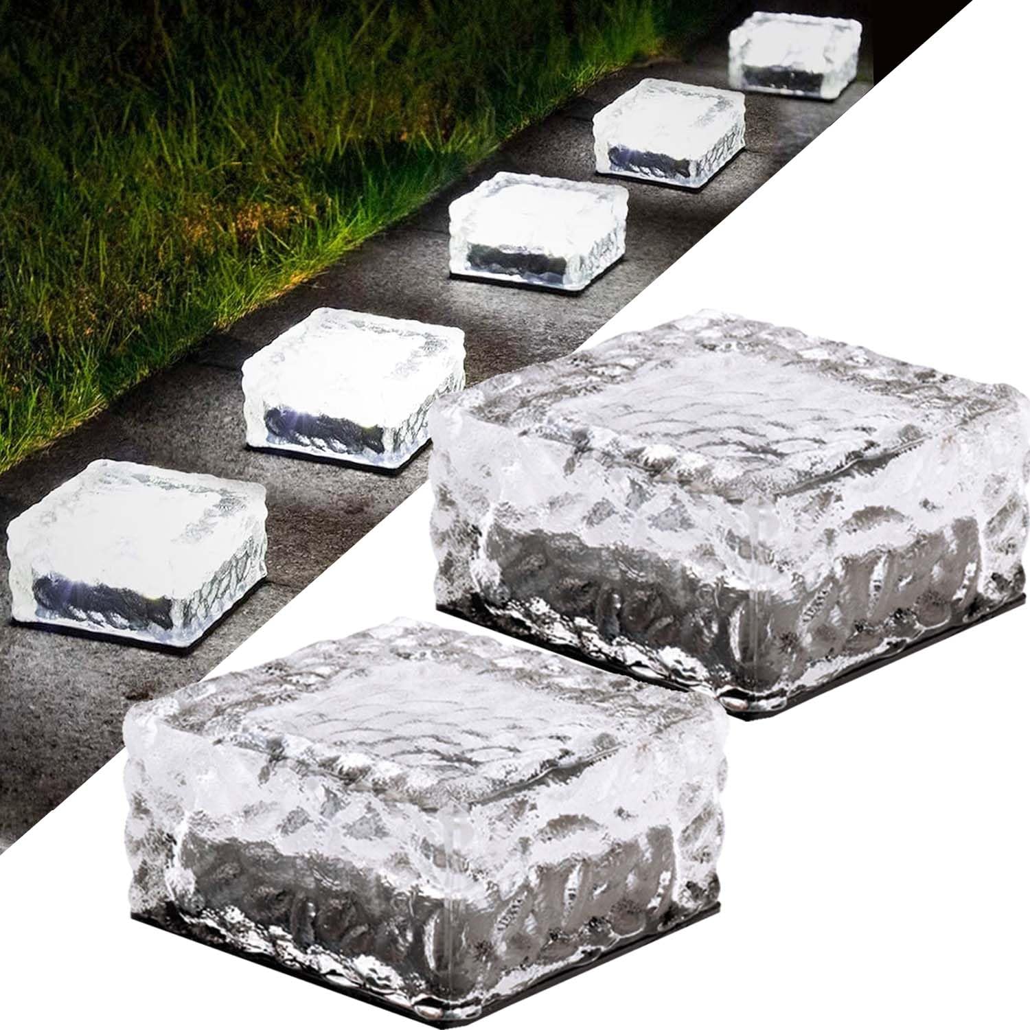 Luces Solares Exterior, Lacasa Luces Solares LED, Lámpara Exterior del Piso, Ladrillo Piedra Lámpara, Decorativo Enterrado Luces, Lamparas Acrílico Cristal para Aire Libre Patio Suelo Jardín Paisaje