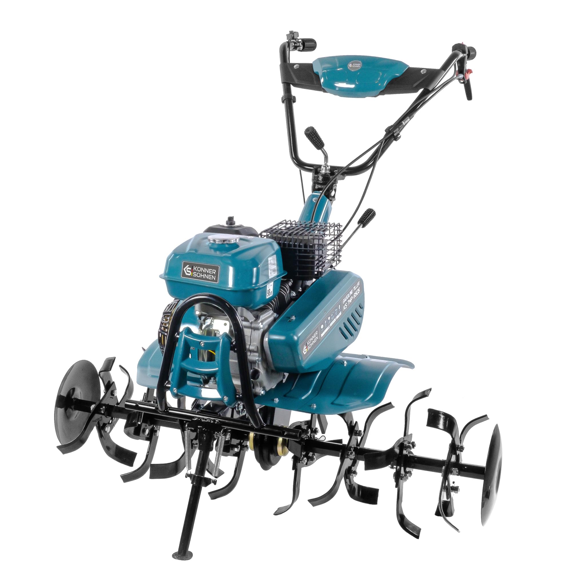 Könner & Söhner KS 7HP-950S - Azada de Gasolina, fresadora de jardín, accionamiento por Cadena, fresadora de Sable forjada, 2 Marchas hacia adelante, Marcha atrás, Ancho de Trabajo de 108 cm