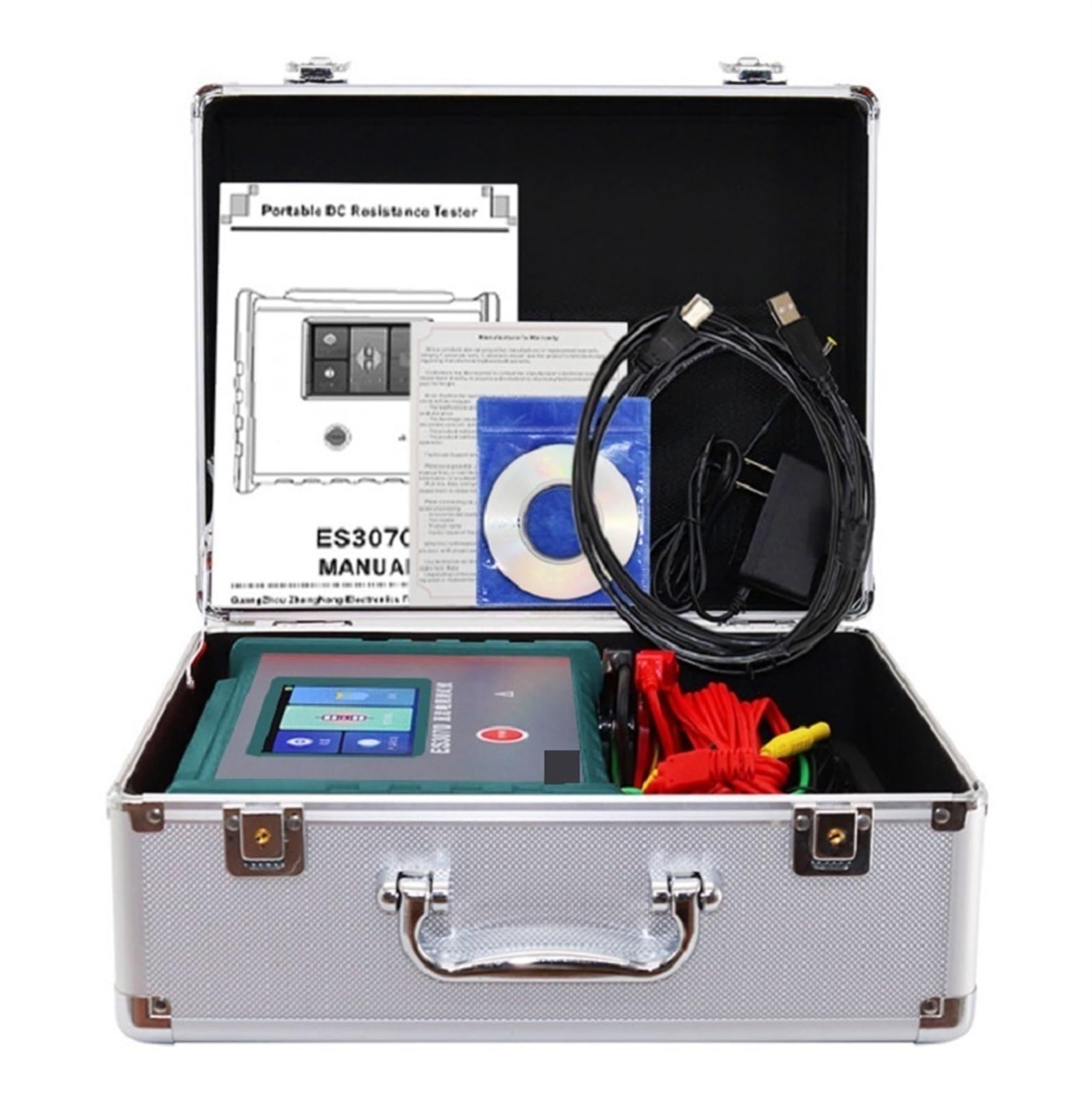 Analyseur de réseaux électriques, Testeur d'impédance cc d'enroulement de transformateur ES3070, numérique uniquement, plage détection 10.0u-50.00K 10A, fonction Anti-surcharge portable