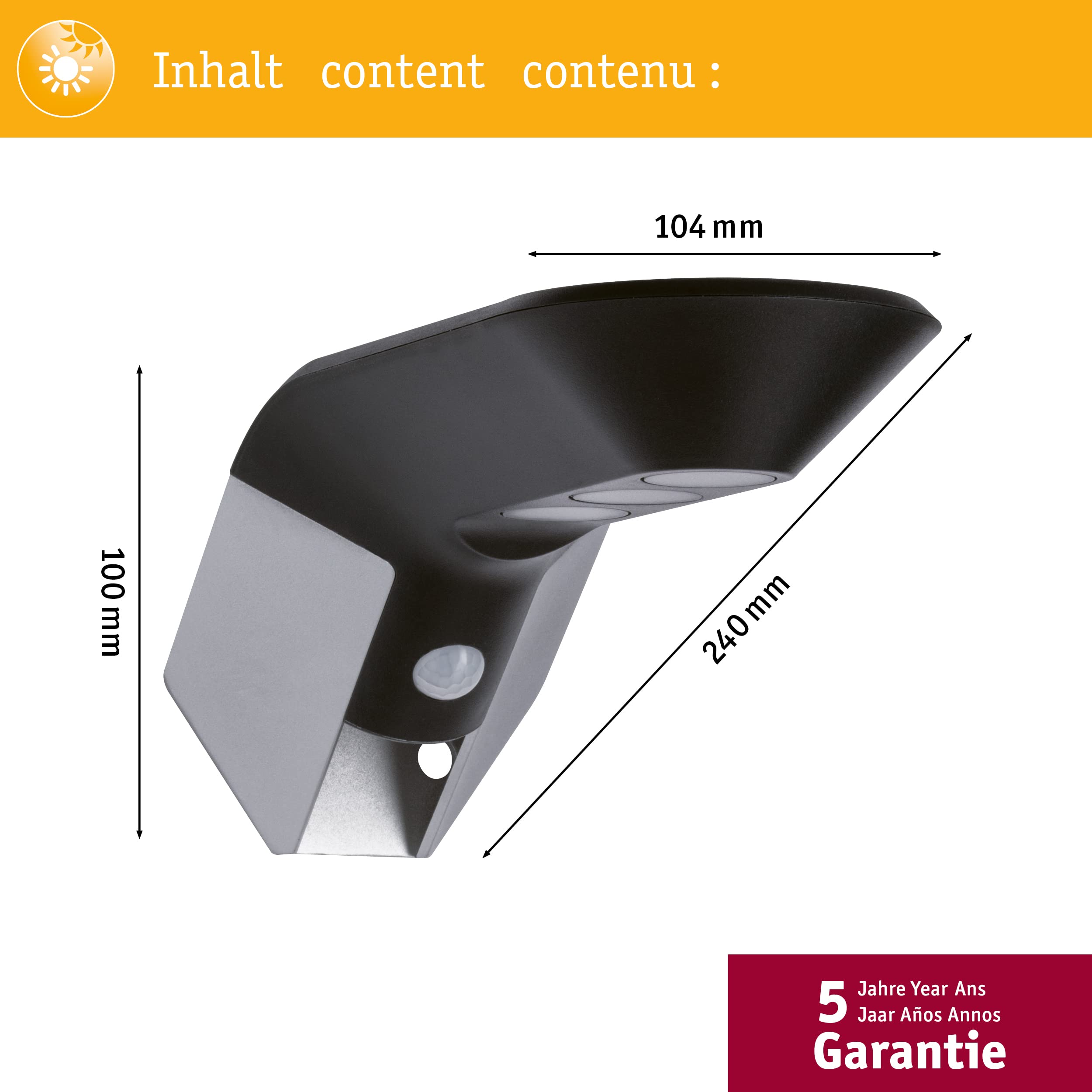 Paulmann 94250 Solar Wandleuchte Soley LED Außenleuchte incl. 1x1,22 Watt Anthrazit Kunststoff 3000 K Warmweiß