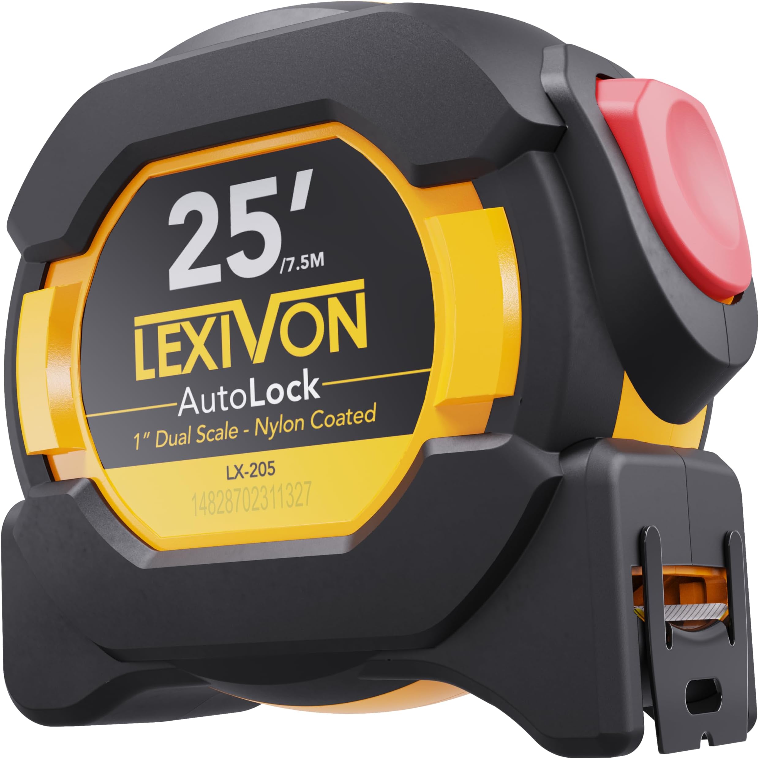 LEXIVON 25Ft/7.5m AutoLock Tape Measure | 1-Inch Wide Blade with Nylon Coatin...