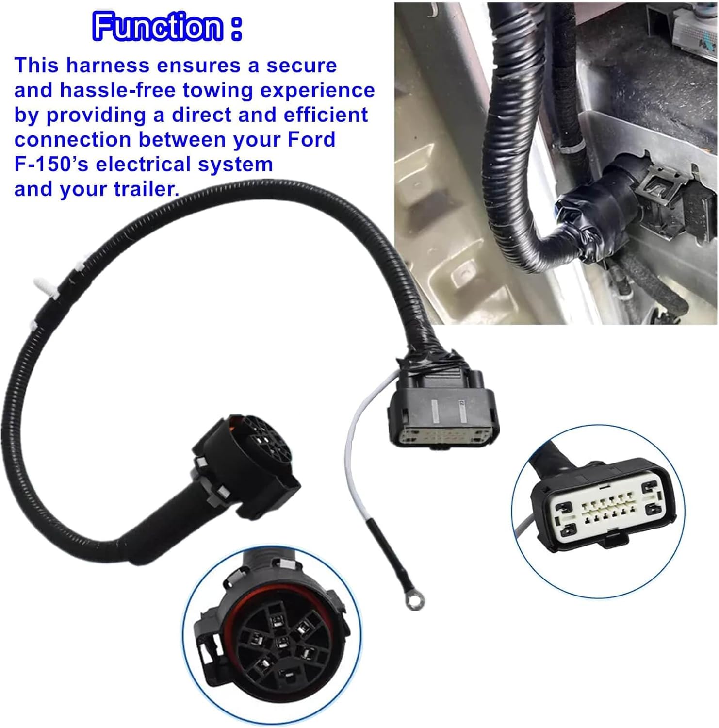 Trailer Tow Hitch Wiring Harness Installation Kit, Fits for Ford F-150 King Ranch Lariat 2009-2014 Models, Compatible with 9L3Z-15A416-A 9L3Z15A416A