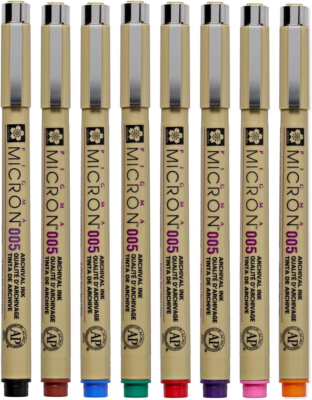 Pigma Micron 005 8 Color Set Water Based Pigment for Illustration - Holiday Gifts for Artists, Crafters & DIY Gifts Projects