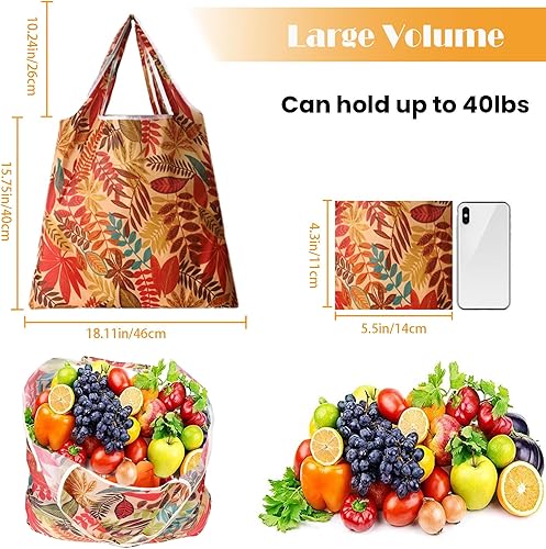 Miniatura 2 de FulSurgus Paquete de 4 bolsas de compras reutilizables para comestibles, bolsas plegables de nailon resistentes y lavables