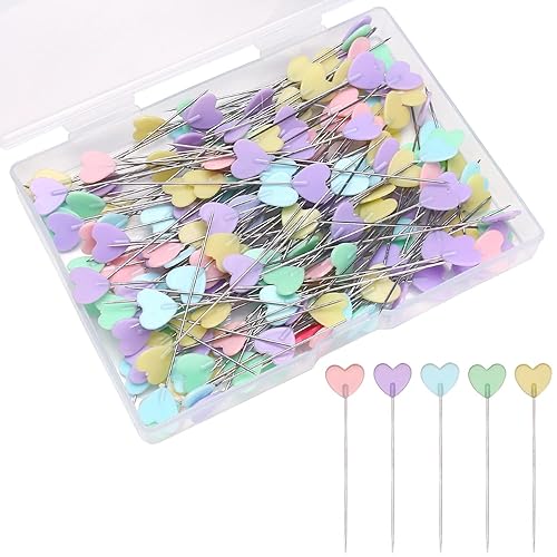 Elisel 200 pcs Multicolor Straight Pins Straight Quilting Pins Craft Positioning Pins Fixed Sewing Marker Needle for Crafting Dressmaker and Other Crafts Making (Love Hearts) - Love Hearts