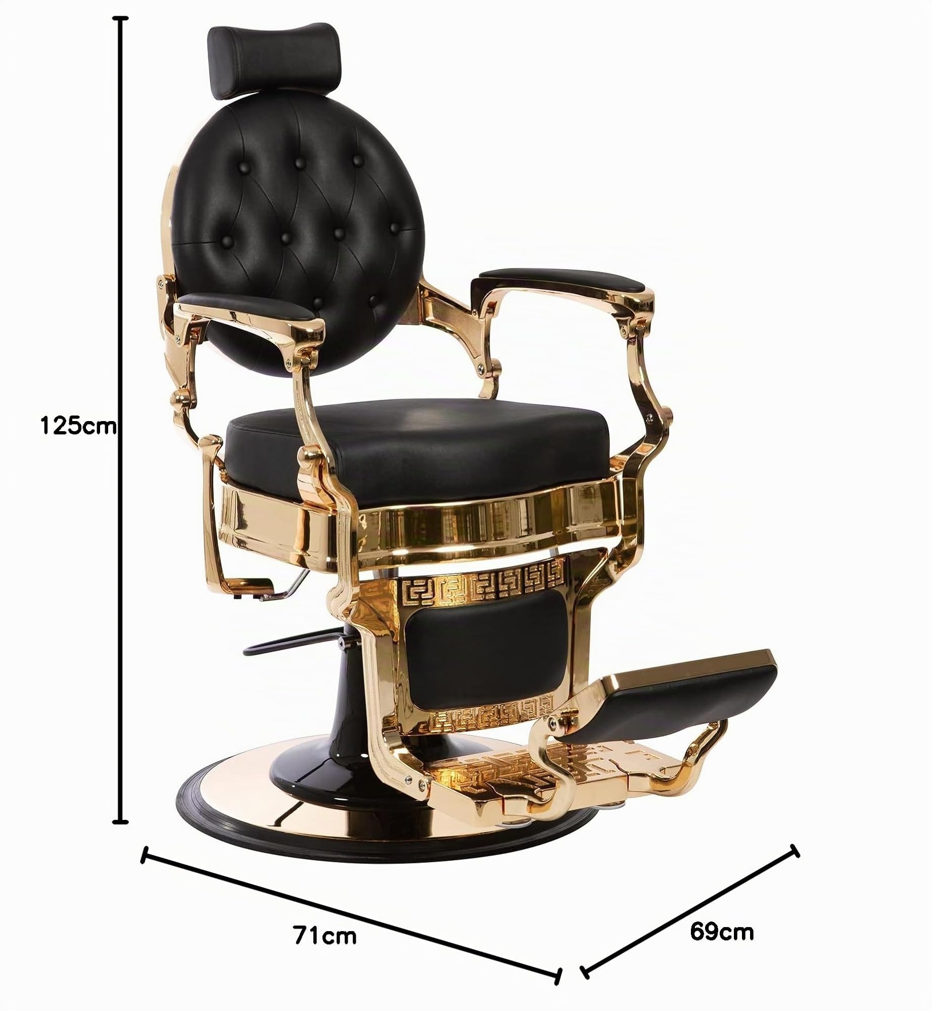 LBH Sillón Clásico de Barbero hidráulico Estilo Retro Vintage con reposapies Integrado Modelo Mae (Gold) 2025
