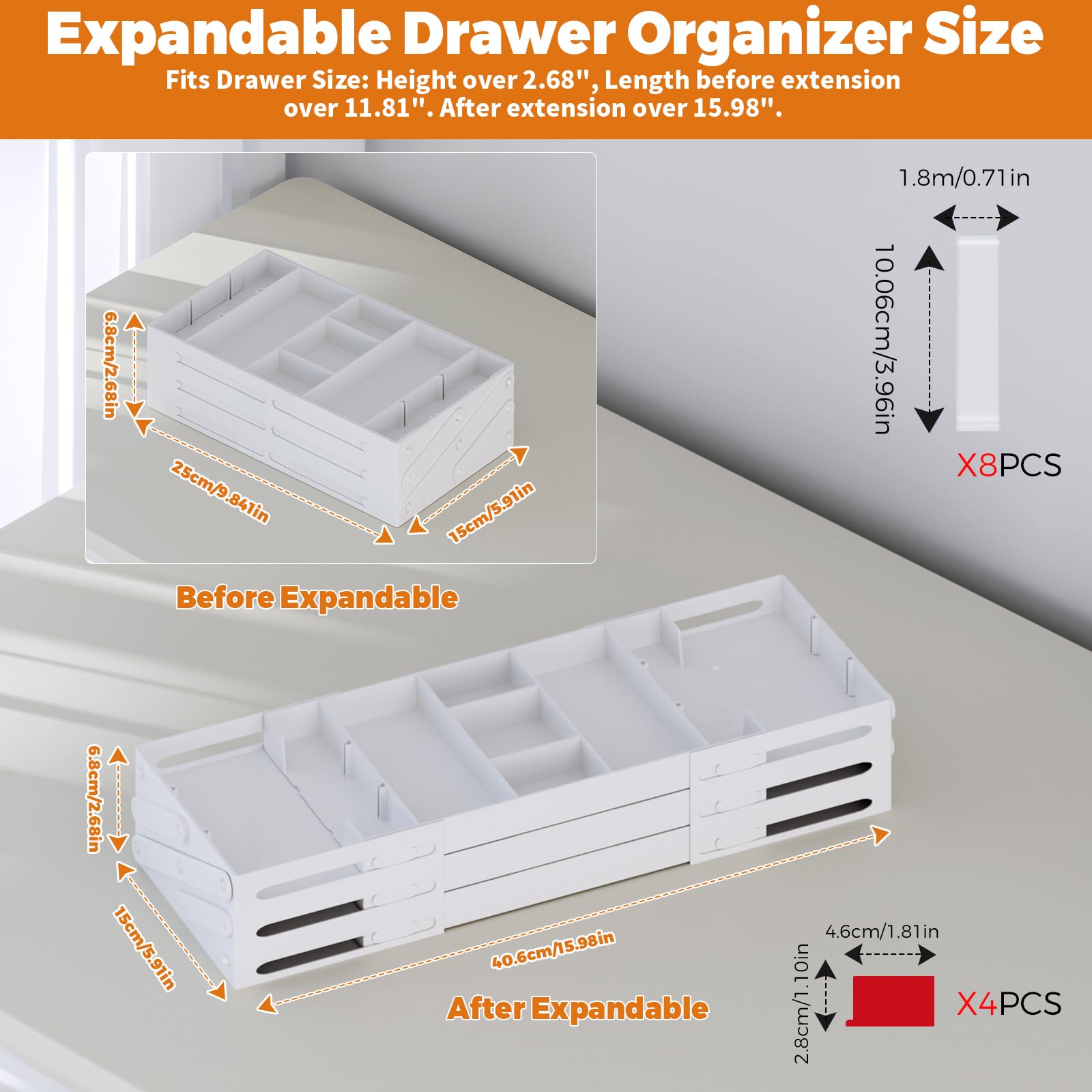 Organizer per cassetti a 3 livelli, organizer espandibile per cassetti, organizer intelligente per ufficio, organizer per cassetti pieghevoli, organizer da scrivania a più livelli per trucchi,