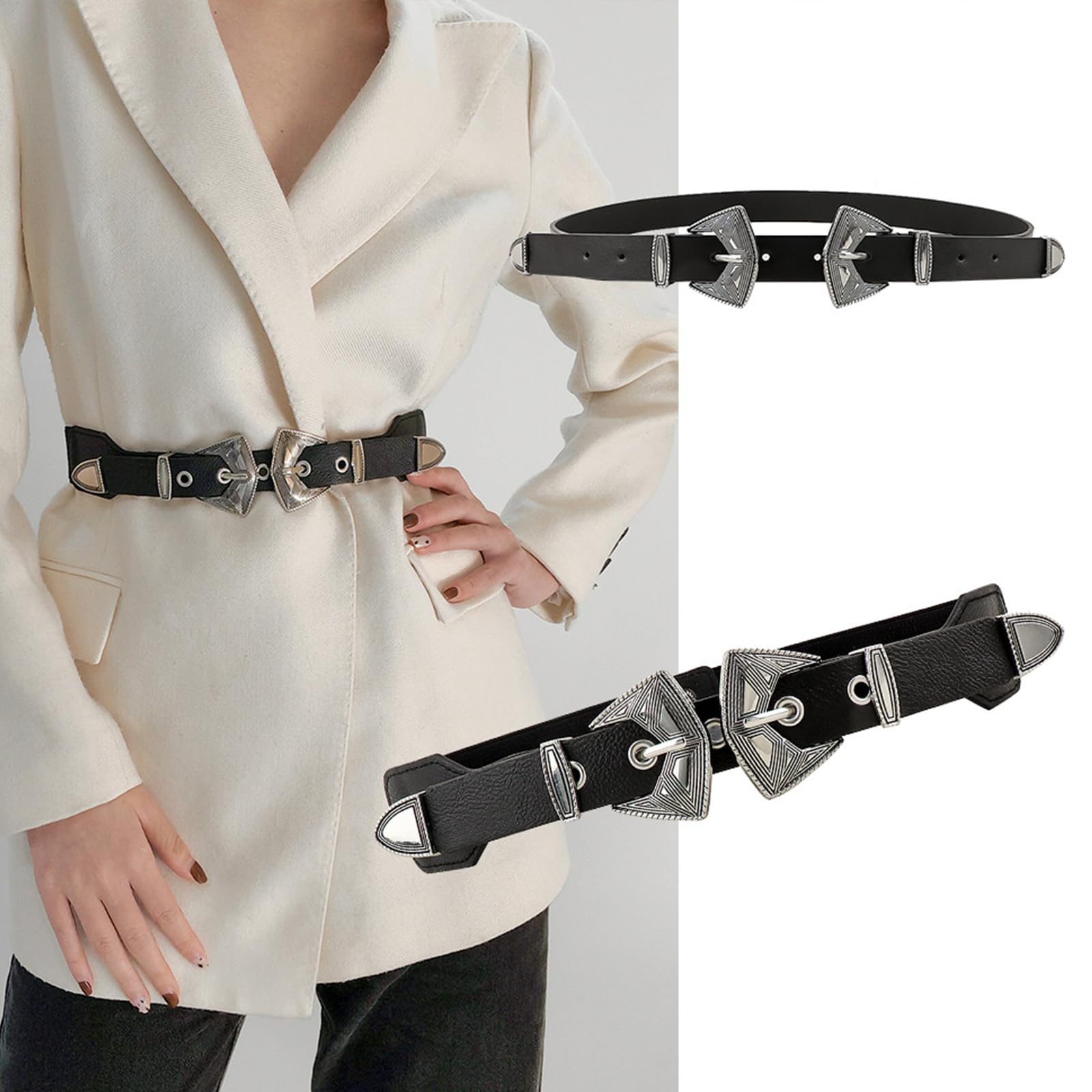 Kangnice Hot Girl Waistband Western Cowboy Double-Buckle For Jeans Pants Dress Cowgirl Country Girls Waistband