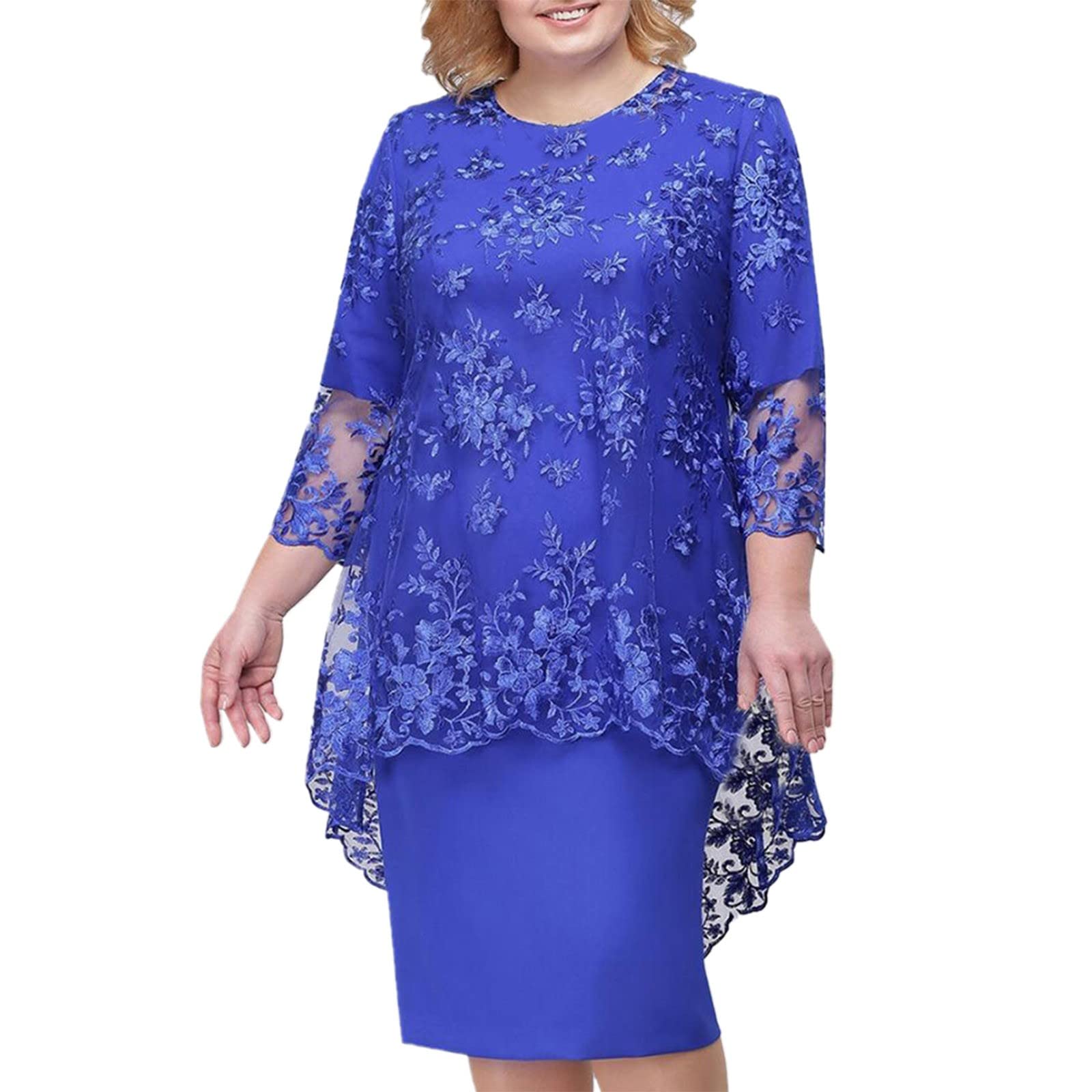 Vestidos de noche para mujer de dos piezas elegante vestido de encaje para boda verano midi vestidos festivos mujeres vestido de baile con mangas encaje vestidos de graduación una línea vestido de