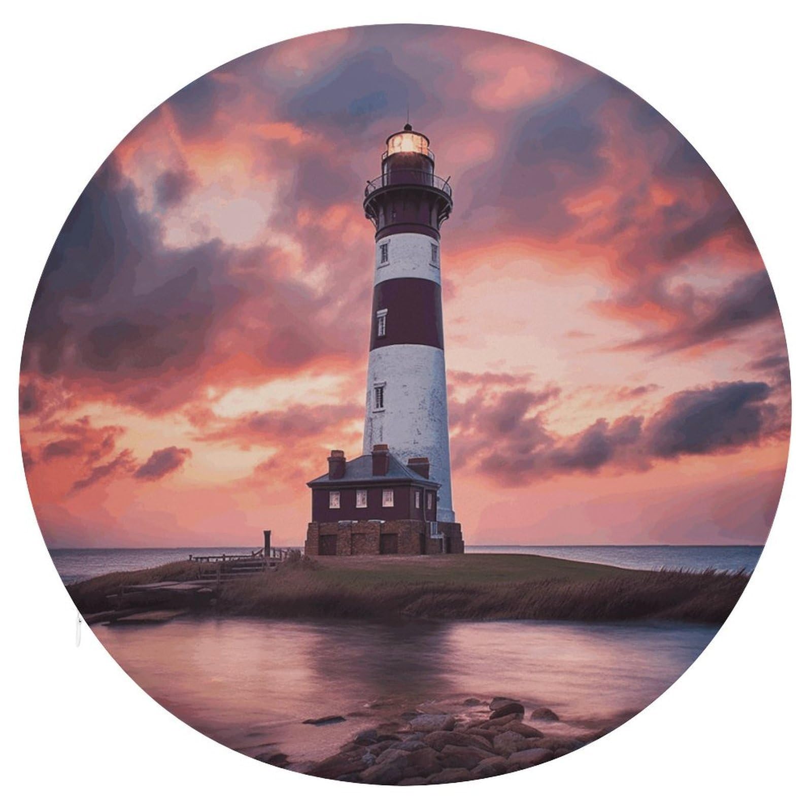 Wsoihfec Style Beauty Lighthouse Seat Cushion Round Chair Pad