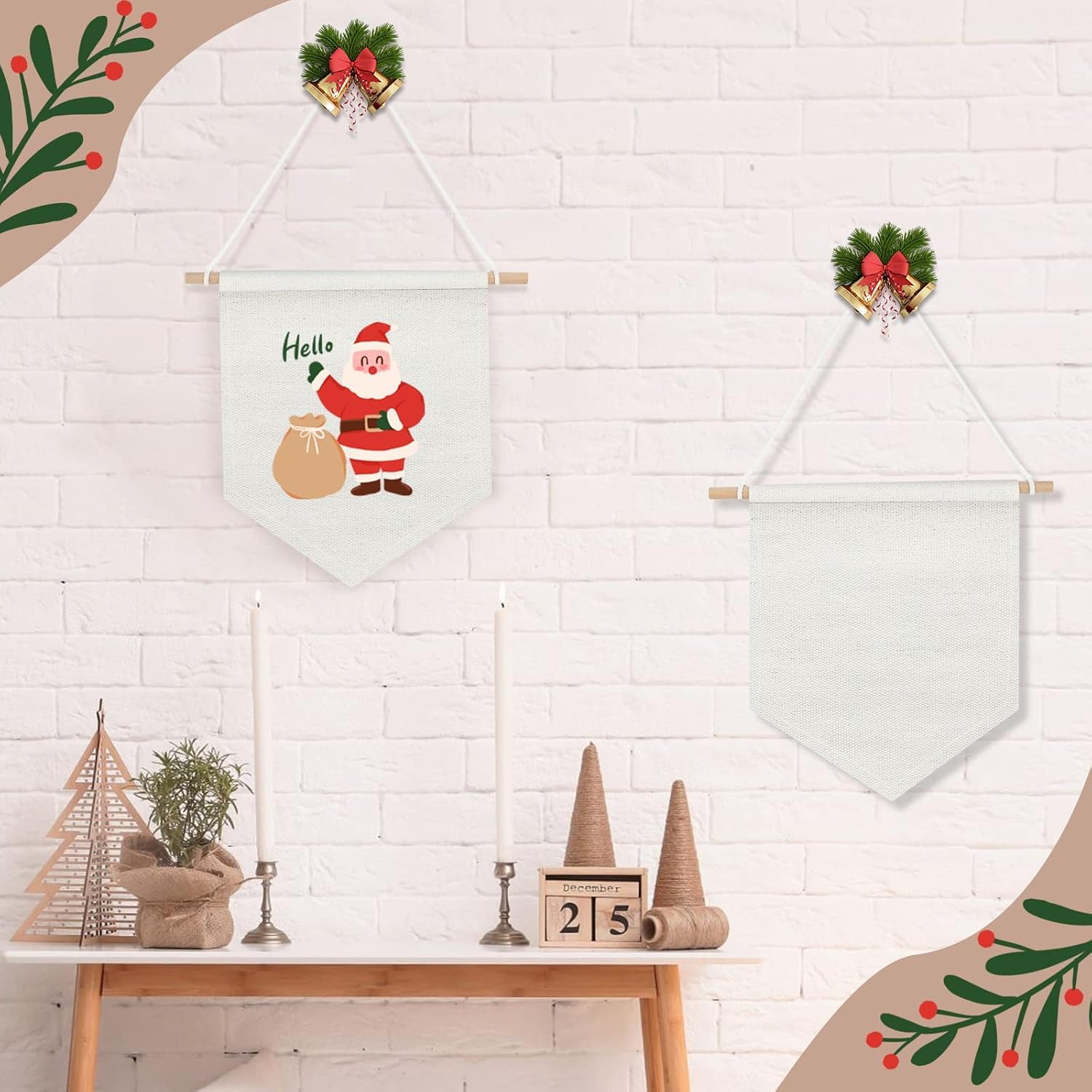 4 Pieces Wall Display Banners Blank Wall Canvas Banner Enamel Pin Banners for Display, Buttons and Label Collections (Beige White)