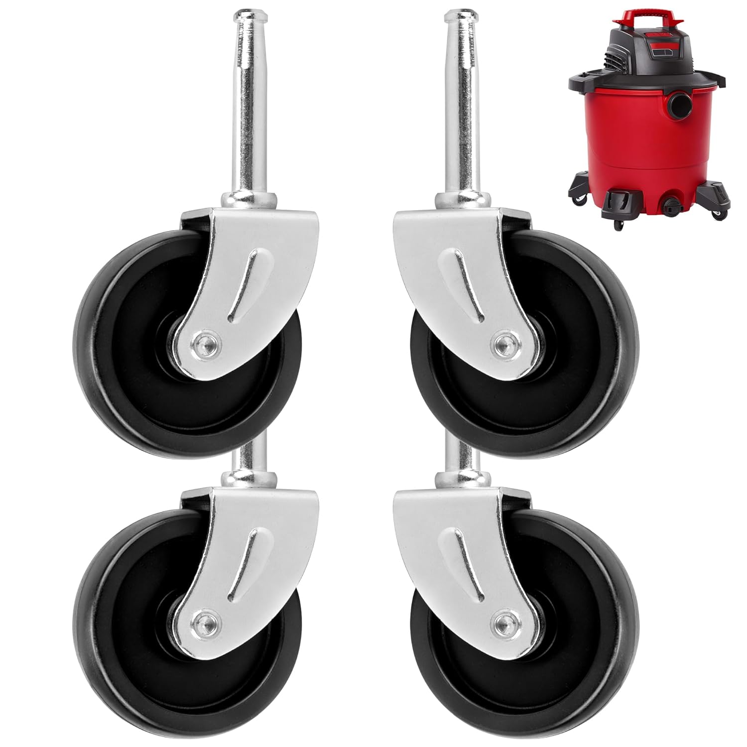 Vacuum Caster Wheels for Craftsman 9 Gallon Shop Vac Replacement, Also Compatible with Ridgid Vacuum Wet/Dry Vac 12293 Casters, Upgrade Home, Garage Cleaning Vacuum lexibly Move Experience（4 Pack）