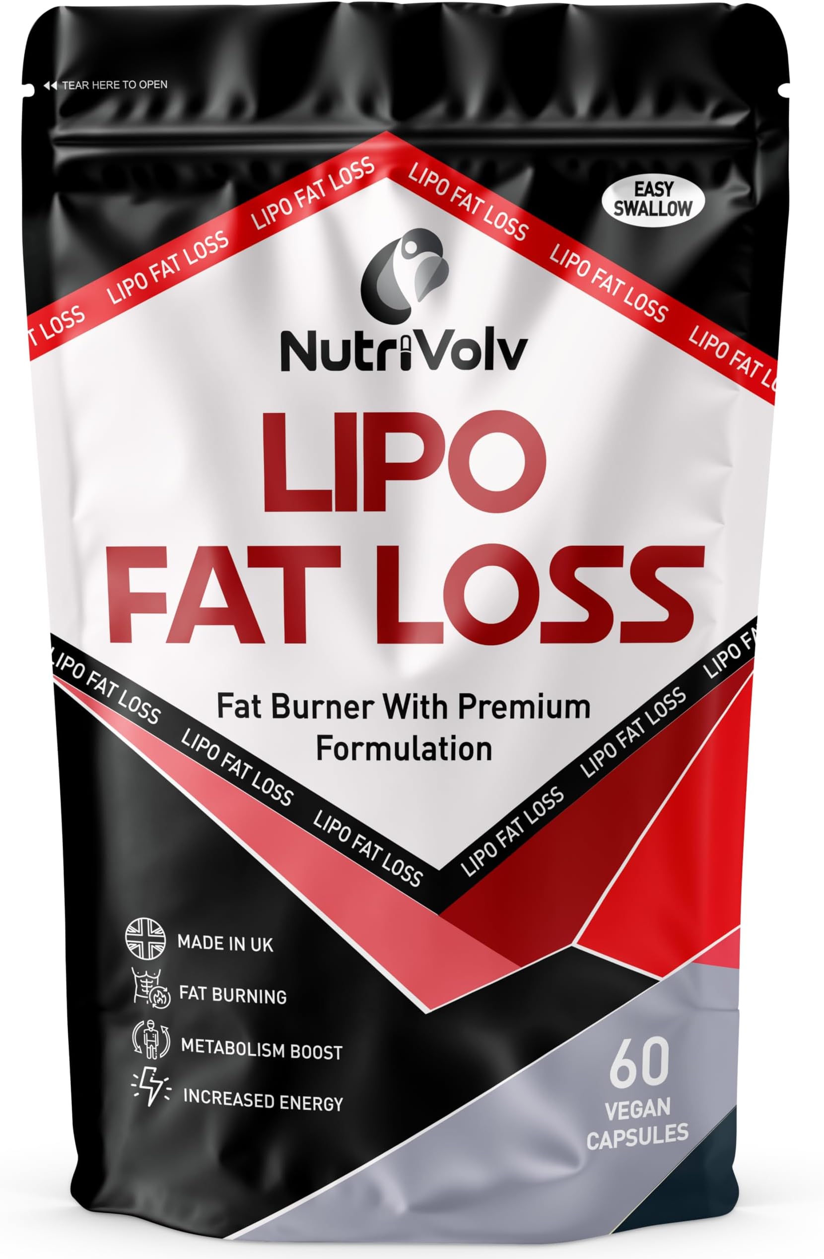 NutriVolv Lipo Fat Loss Capsules | 60 Capsules | Maximum Strength Weight Loss Pills That Work Fast | Keto Shred Fat Burning Pills | Contains Cayenne, Green Tea, Acai Berry & Caffeine | Thermo Fat Burn