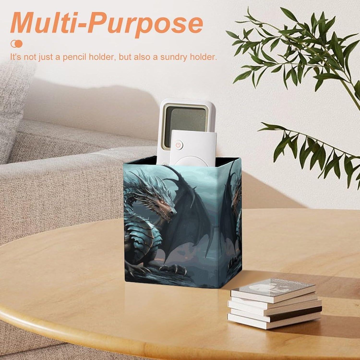 Cool Dragon PU Leather Square Pen Holder for Home Office image 5