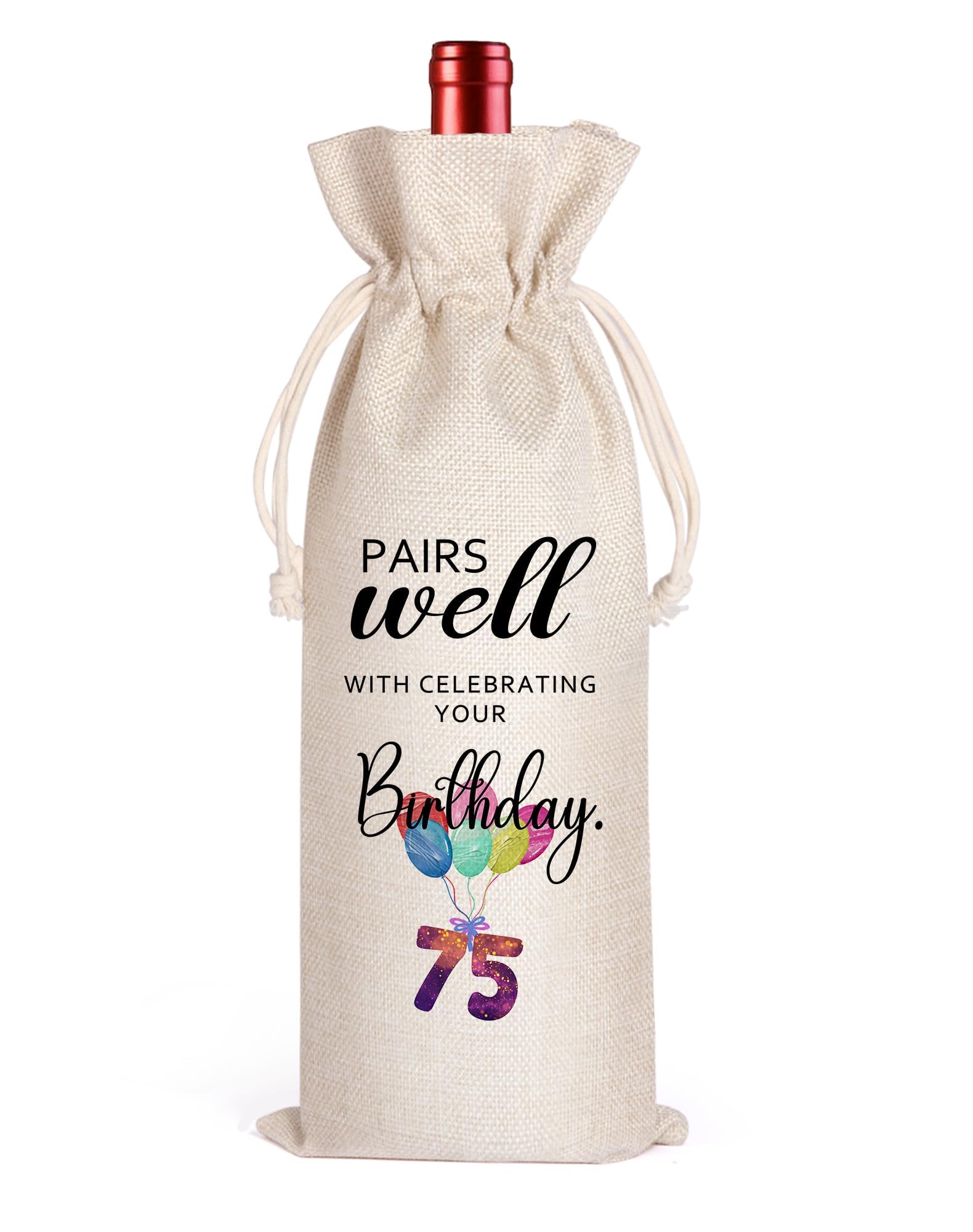 LANBAIHE 75th Birthday Wine Bag, 75th Birthday Gifts for Women, 75 Years Old Gift Idea Wine Bag for Women Men, Birthday Party Supplies Decorations,