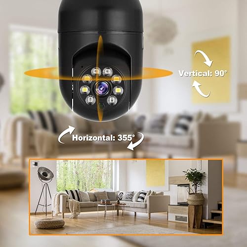 Miniatura 7 de EVERSECU Tuya Cámara de seguridad inteligente con conector E26E27 1080P WiFi inalámbrico CCTV PTZ Cámara de audio bidireccionaldetección de