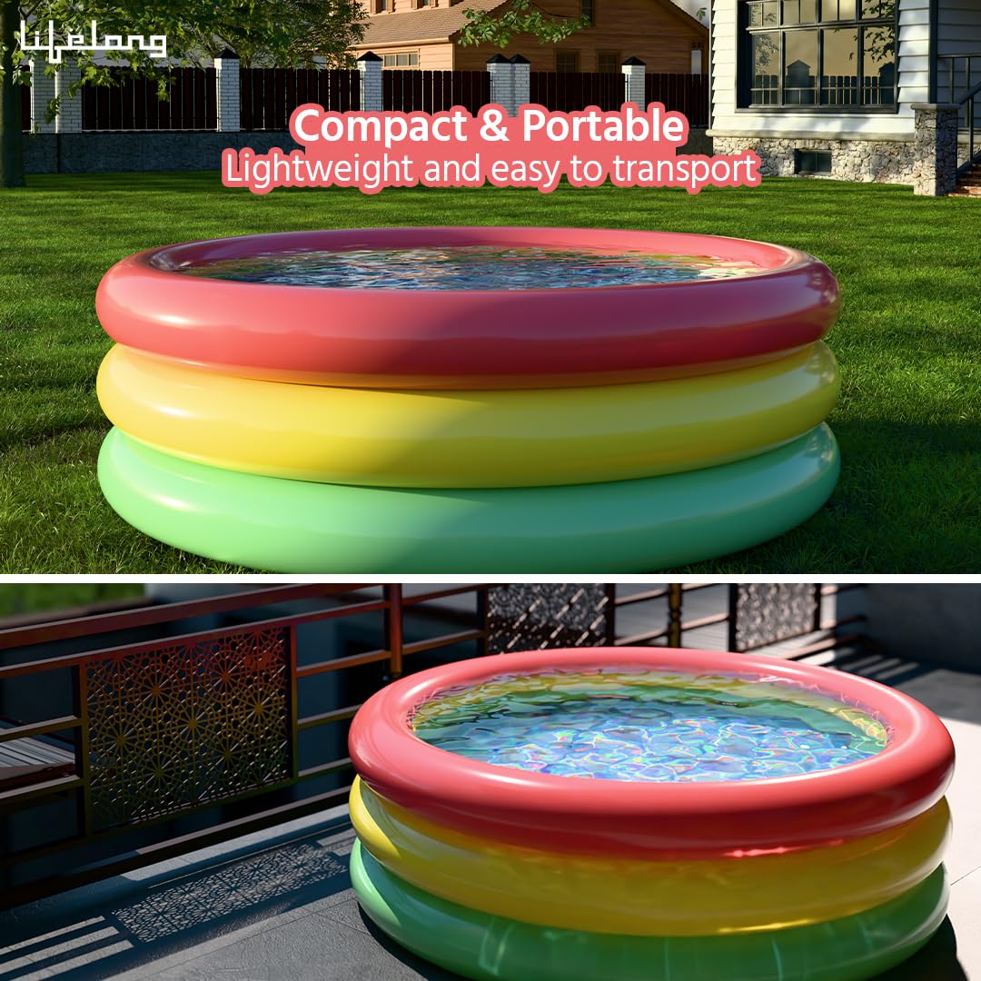 Lifelong Swimming Pool for Kids | Inflatable Sunset Glow Round Colourful Ring Portable Baby Bath tub | 2-6 Years | Indoor & Outdoor Swimming Pool for Kids (Multicolor) 2