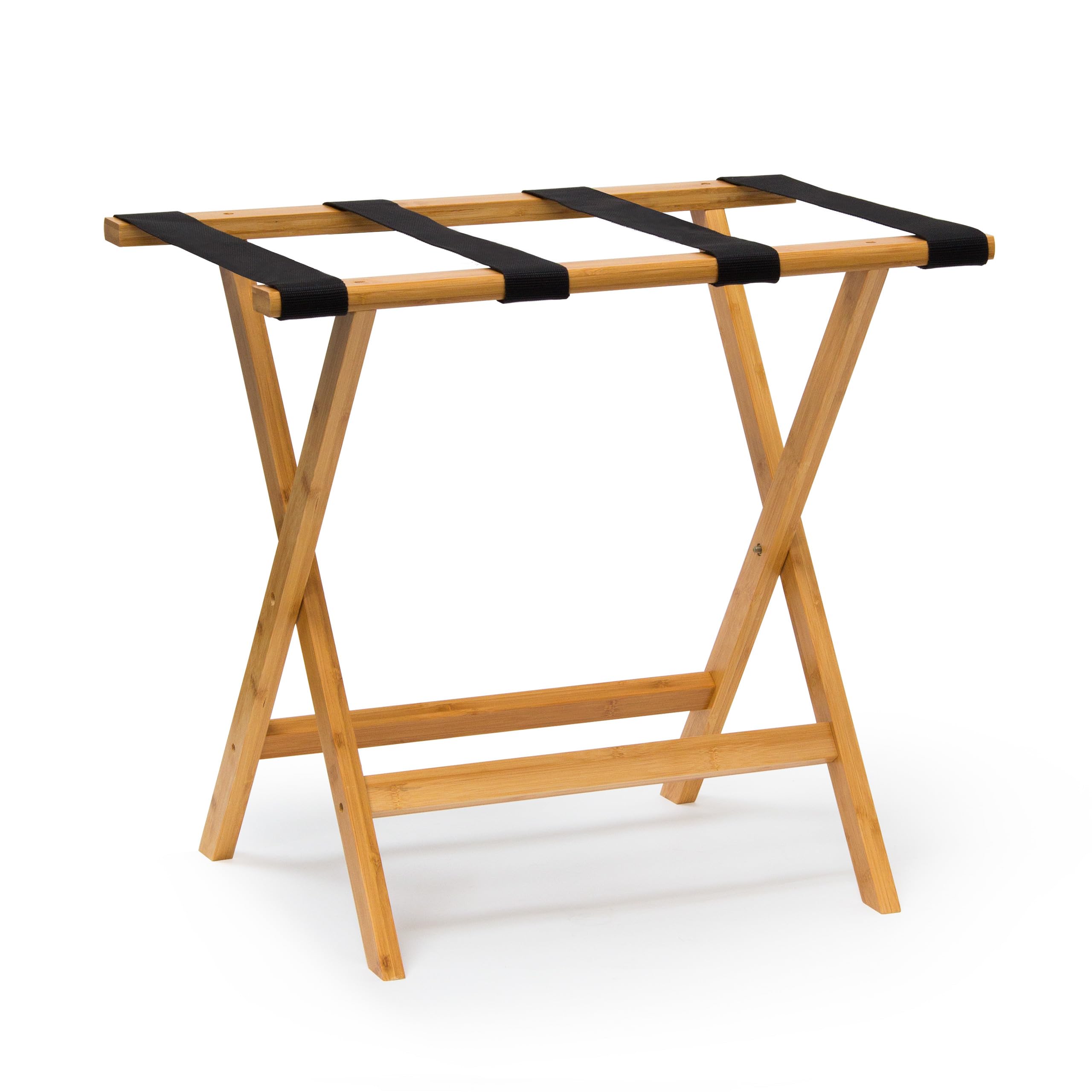 Relaxdays Support de bagages Porte-bagages valises HxlxP: 50 x 60 x 37,5 cm en bambou accessoire avec 4 sangles dépose valise, nature