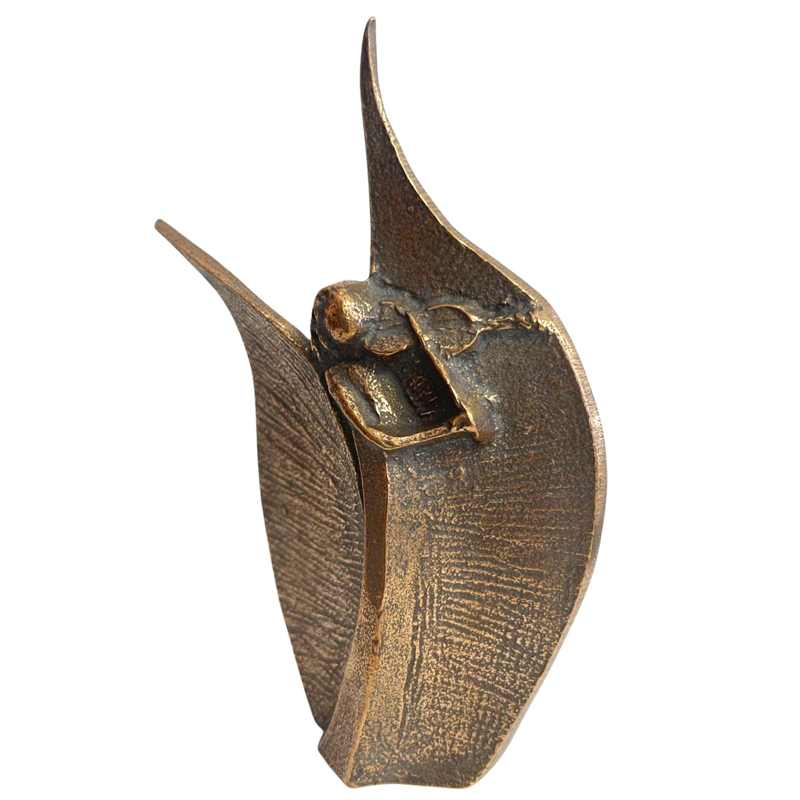 Herzmensch Bronze Engel Figur mit Geige musizierend aus massiver Bronze 6,8 x 11,8 cm als Geschenk zu Hochzeit, Weihnachten und Geburtstag, besondere Anlässe
