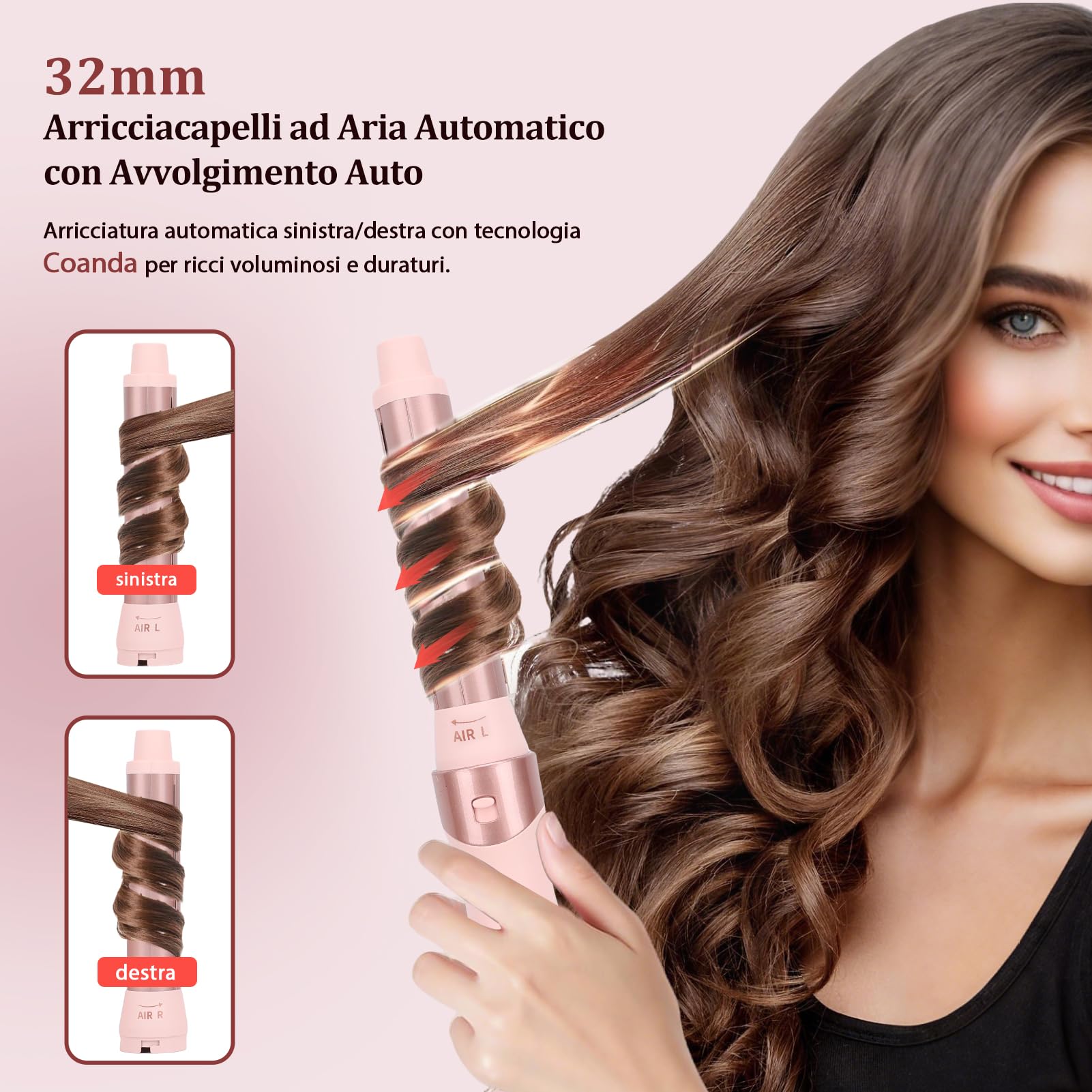 6 In 1 Multistyler & Airstyler con Ionica, Arricciacapelli Coanda | Multistyler(Asciugacapelli/Spazzola ad Aria Calda/Spazzola Lisciante/Arricciacapelli), 1200W, inclusa custodia da viaggio