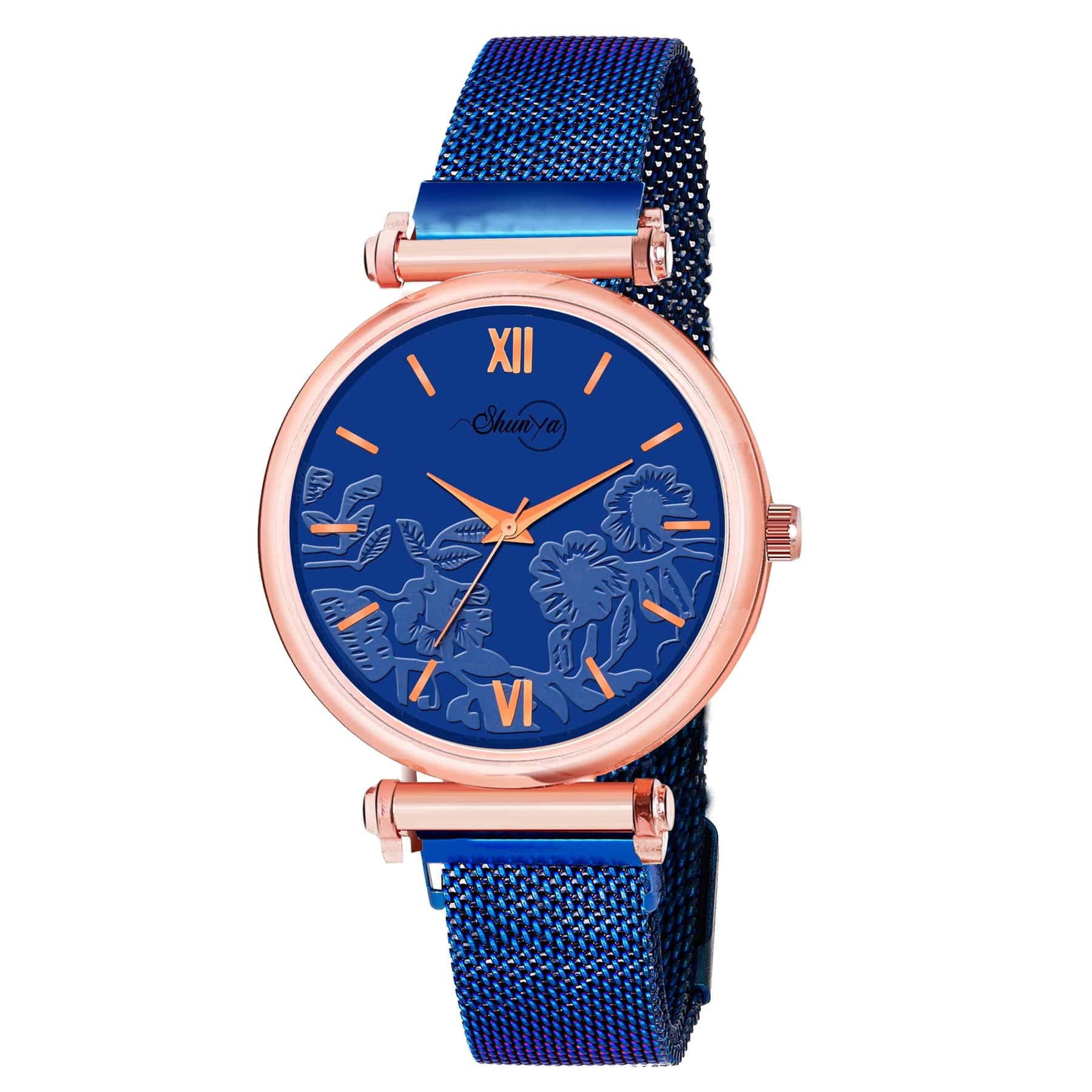 Shunya New Blue Blur Type Flower Design Professional Look Magnate Strap Woman & Girls Watch Analog Watch (B09NX998QS) Amazon Price History, Amazon Price Tracker